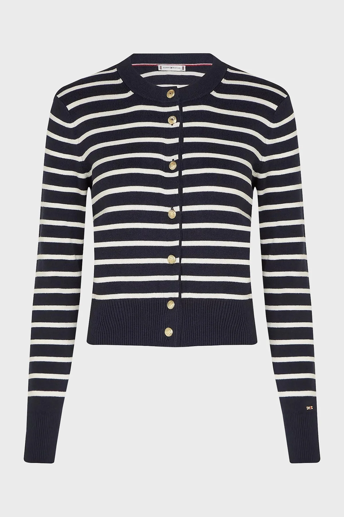 Tommy Hilfiger Pamuklu Slim Fit Çizgili Bayan Hırka WW0WW43148 0AA BEJ - 5