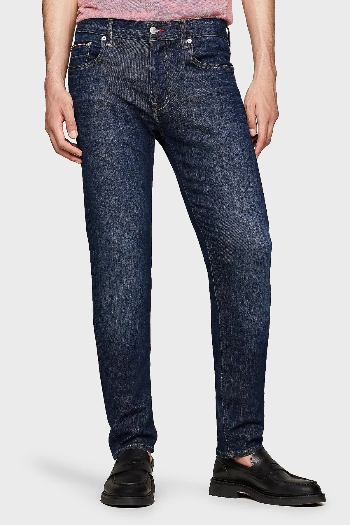 Tommy Hilfiger Pamuklu Slim Fit Dar Paça Jeans Erkek Kot Pantolon MW0MW35717 1BN LACİVERT - 8