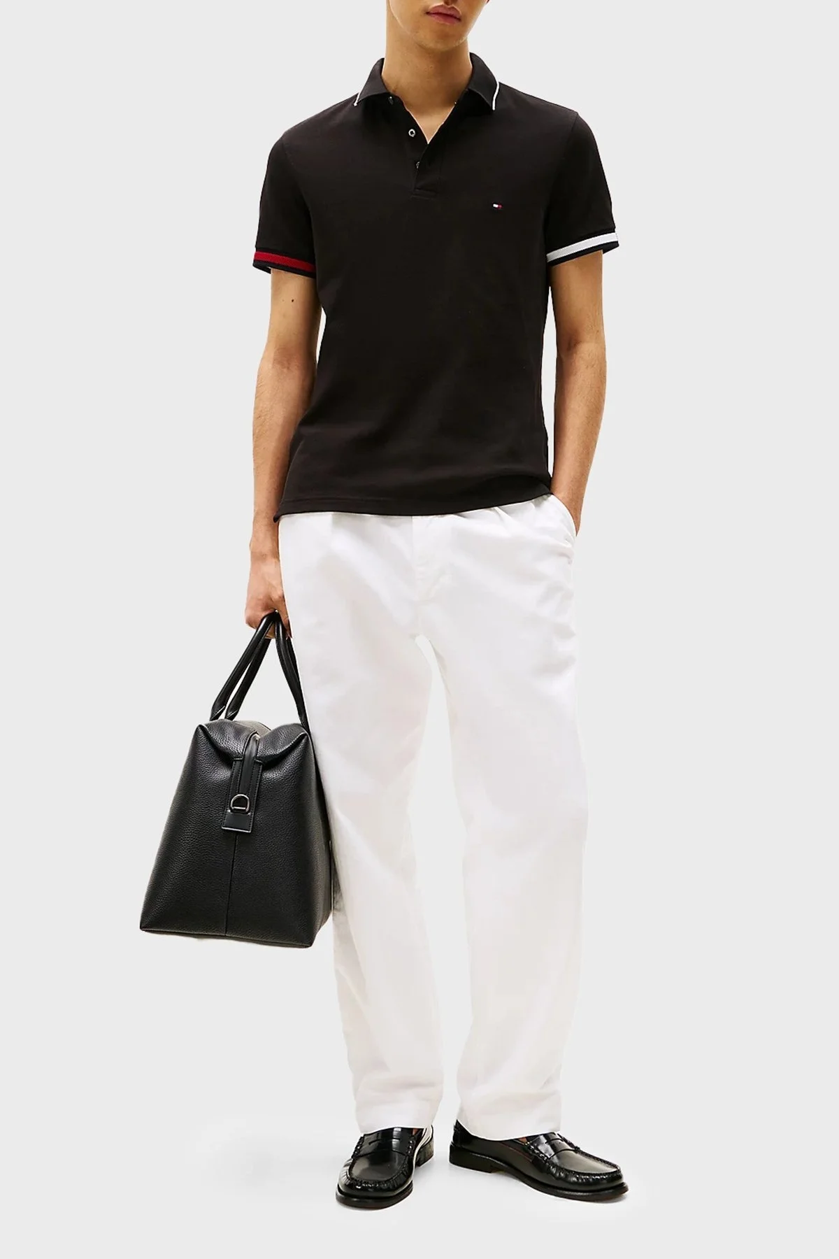 Tommy Hilfiger Pamuklu Slim Fit Düğmeli Erkek Polo Yaka T Shirt MW0MW38458 BDS SİYAH - 7