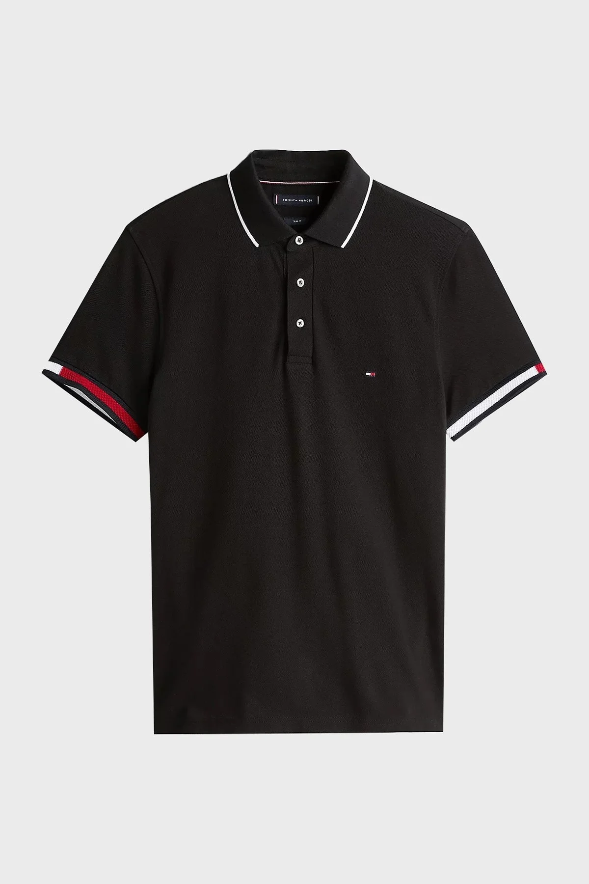 Tommy Hilfiger Pamuklu Slim Fit Düğmeli Erkek Polo Yaka T Shirt MW0MW38458 BDS SİYAH - 10