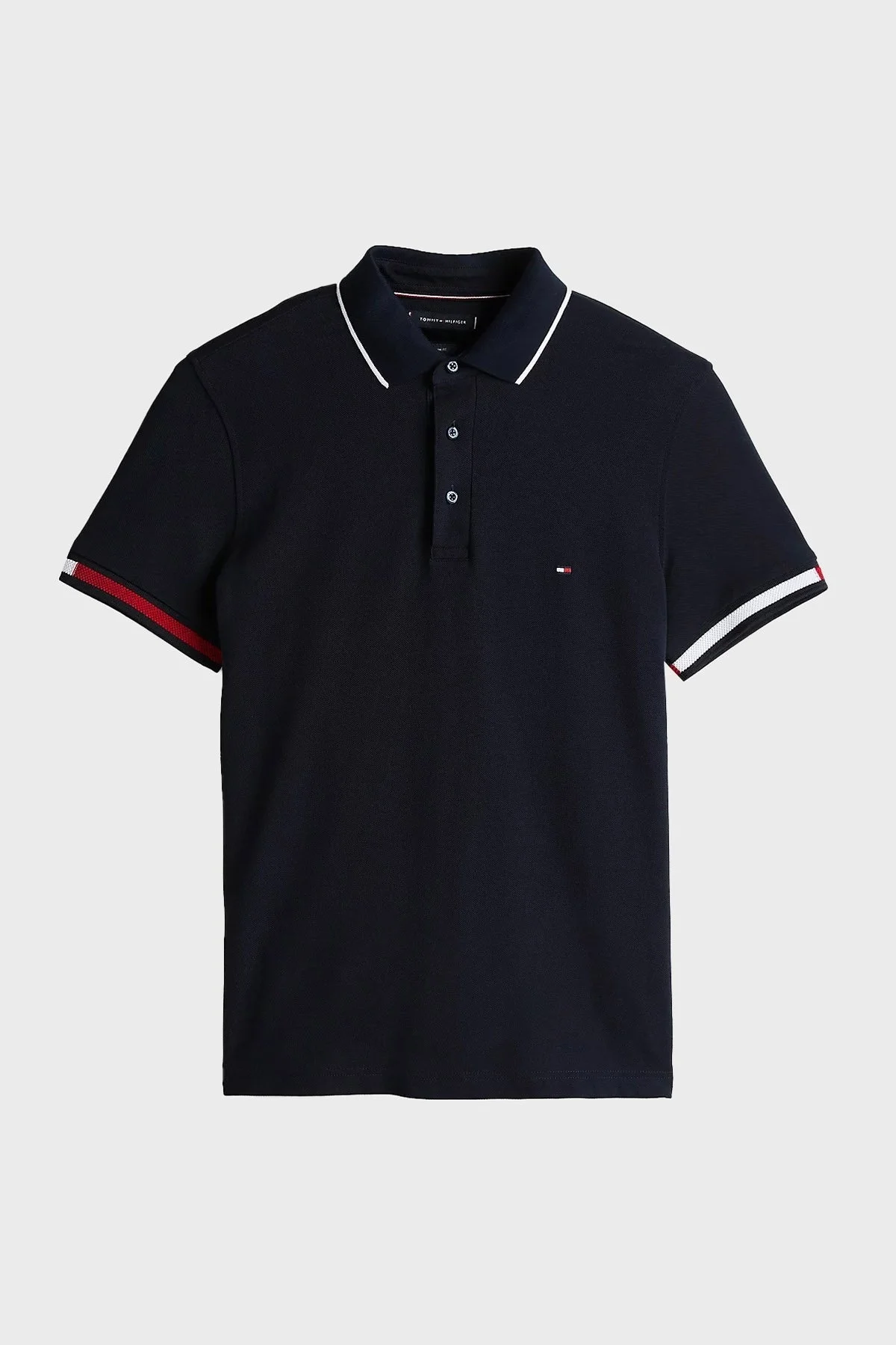 Tommy Hilfiger Pamuklu Slim Fit Düğmeli Erkek Polo Yaka T Shirt MW0MW38458 DW5 LACİVERT - 10