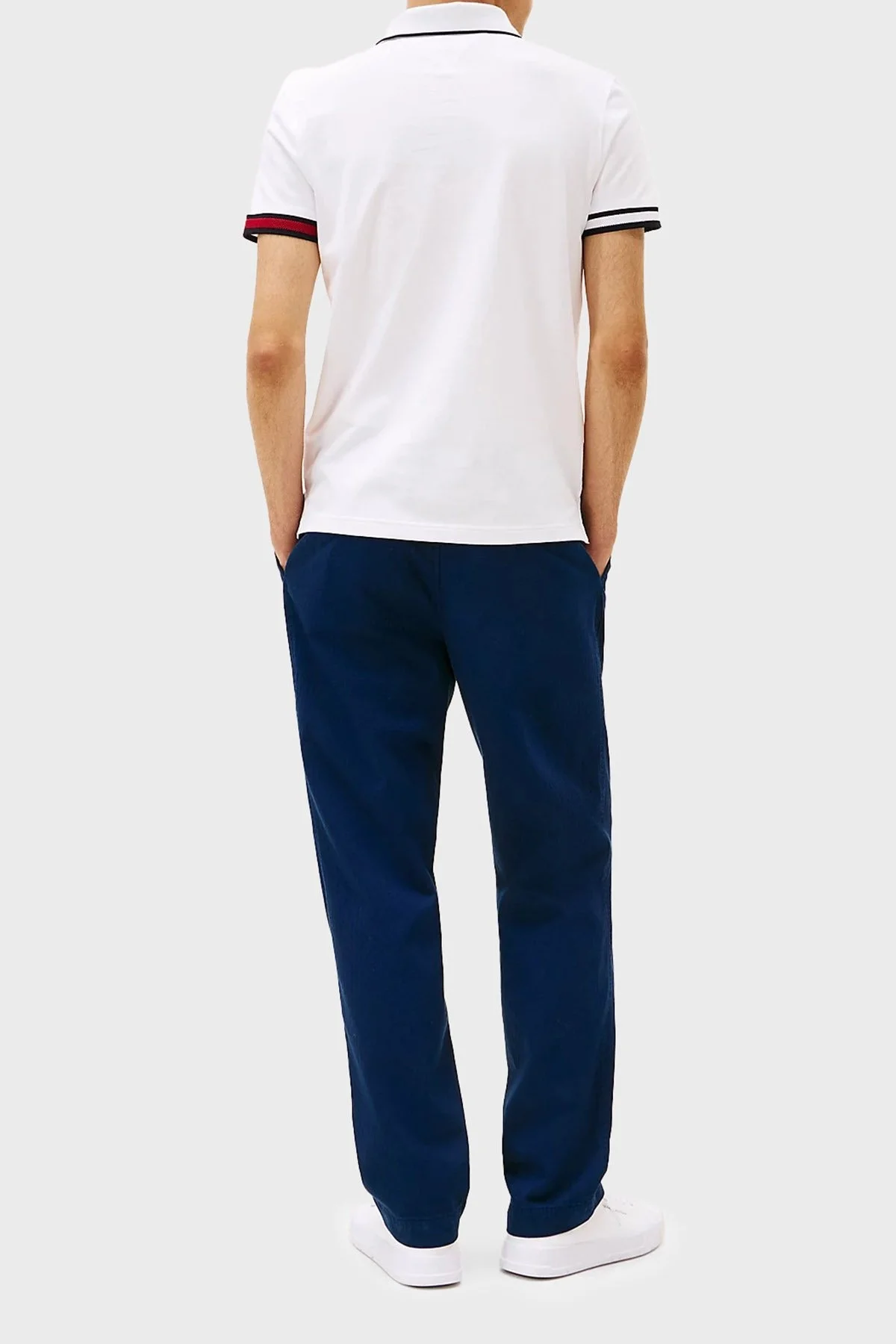 Tommy Hilfiger Pamuklu Slim Fit Düğmeli Erkek Polo Yaka T Shirt MW0MW38458 YBR BEYAZ - 7