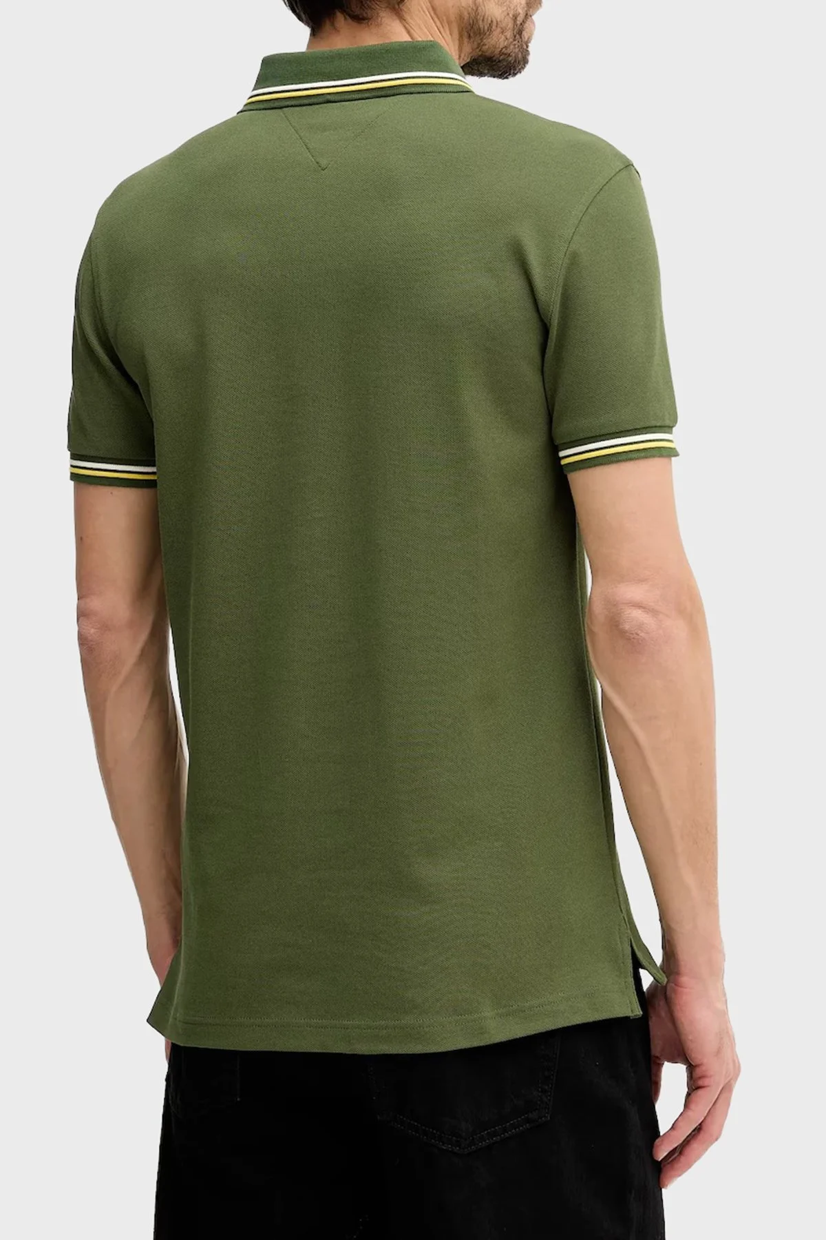 Tommy Hilfiger Pamuklu Slim Fit Düğmeli Erkek Polo Yaka T Shirt MW0MW39993 L01 YEŞİL - 3