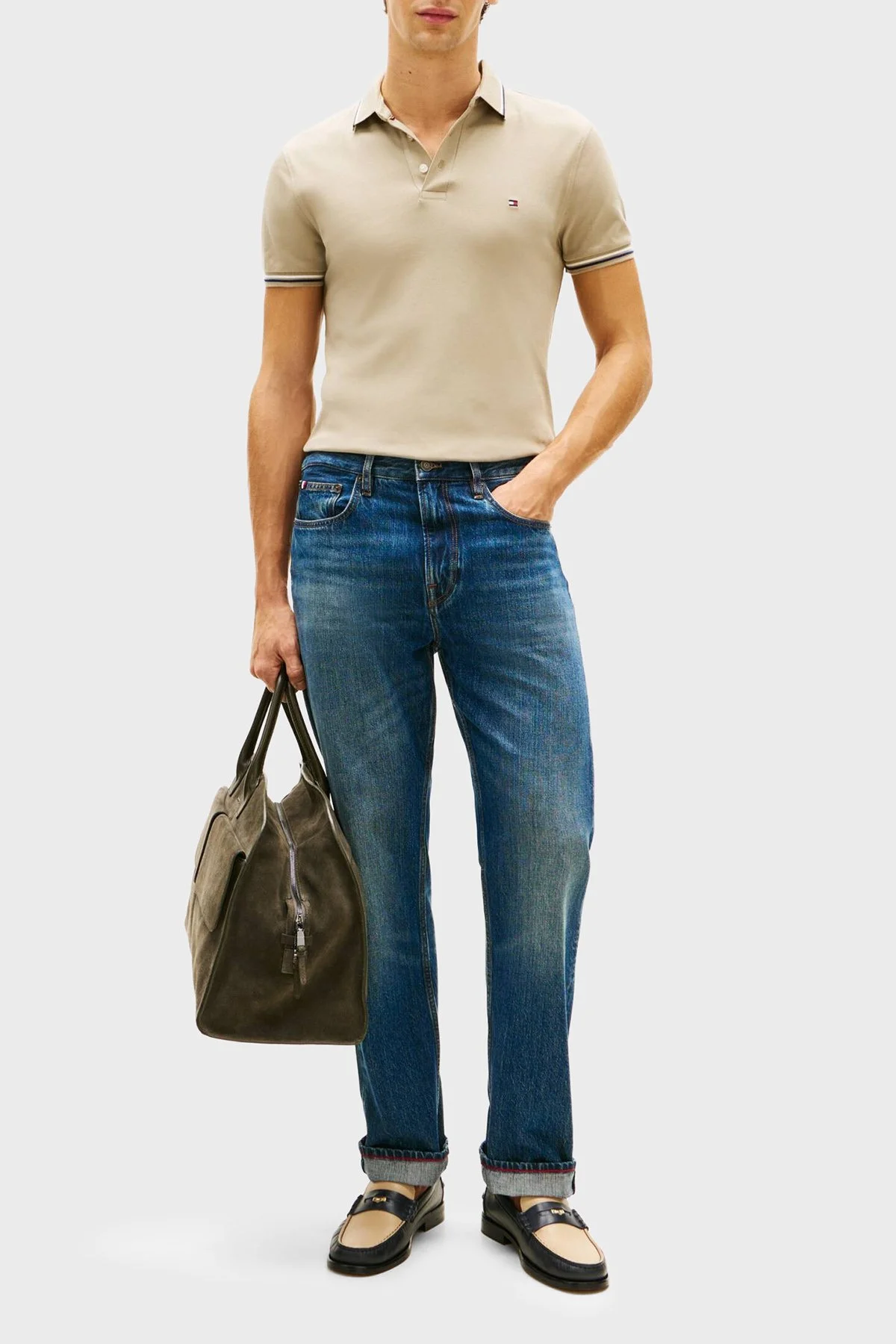 Tommy Hilfiger Pamuklu Slim Fit Düğmeli Erkek Polo Yaka T Shirt MW0MW39993 RBT KUM - 2