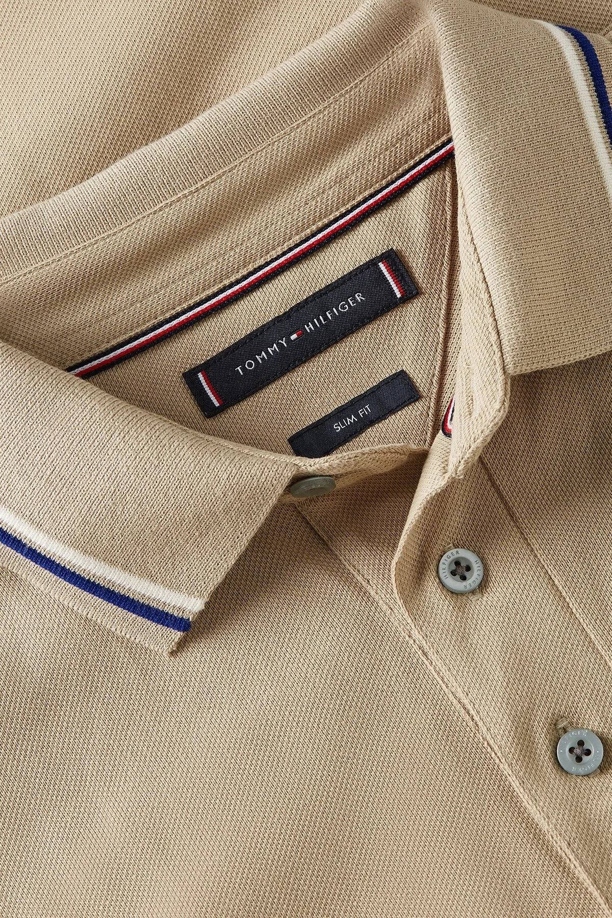 Tommy Hilfiger Pamuklu Slim Fit Düğmeli Erkek Polo Yaka T Shirt MW0MW39993 RBT KUM - 5