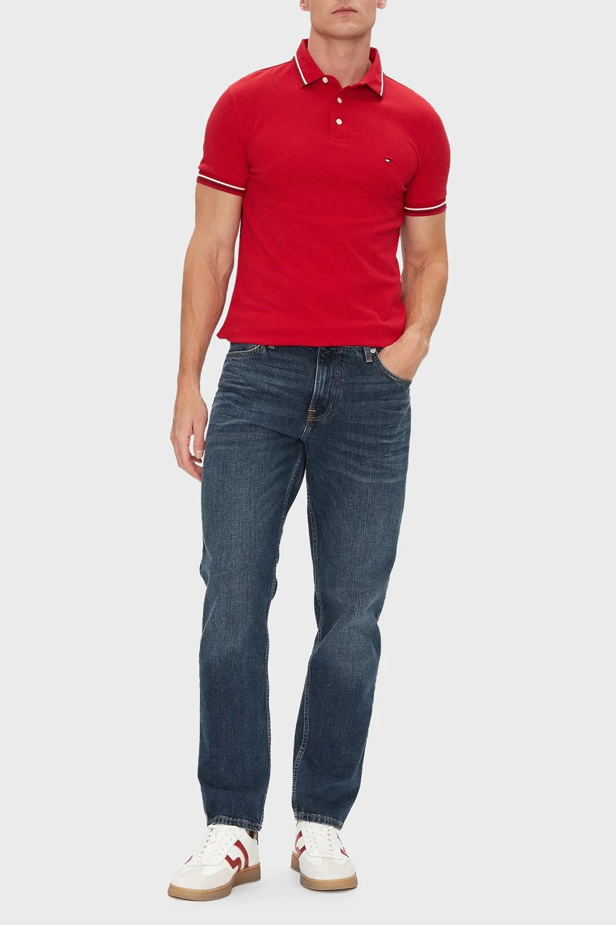 Tommy Hilfiger Pamuklu Slim Fit Düğmeli Erkek Polo Yaka T Shirt MW0MW39993 XLD KIRMIZI - 2