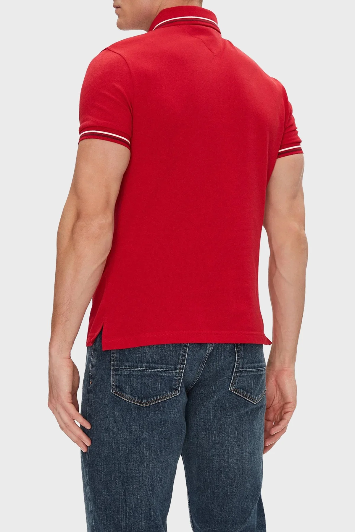 Tommy Hilfiger Pamuklu Slim Fit Düğmeli Erkek Polo Yaka T Shirt MW0MW39993 XLD KIRMIZI - 3