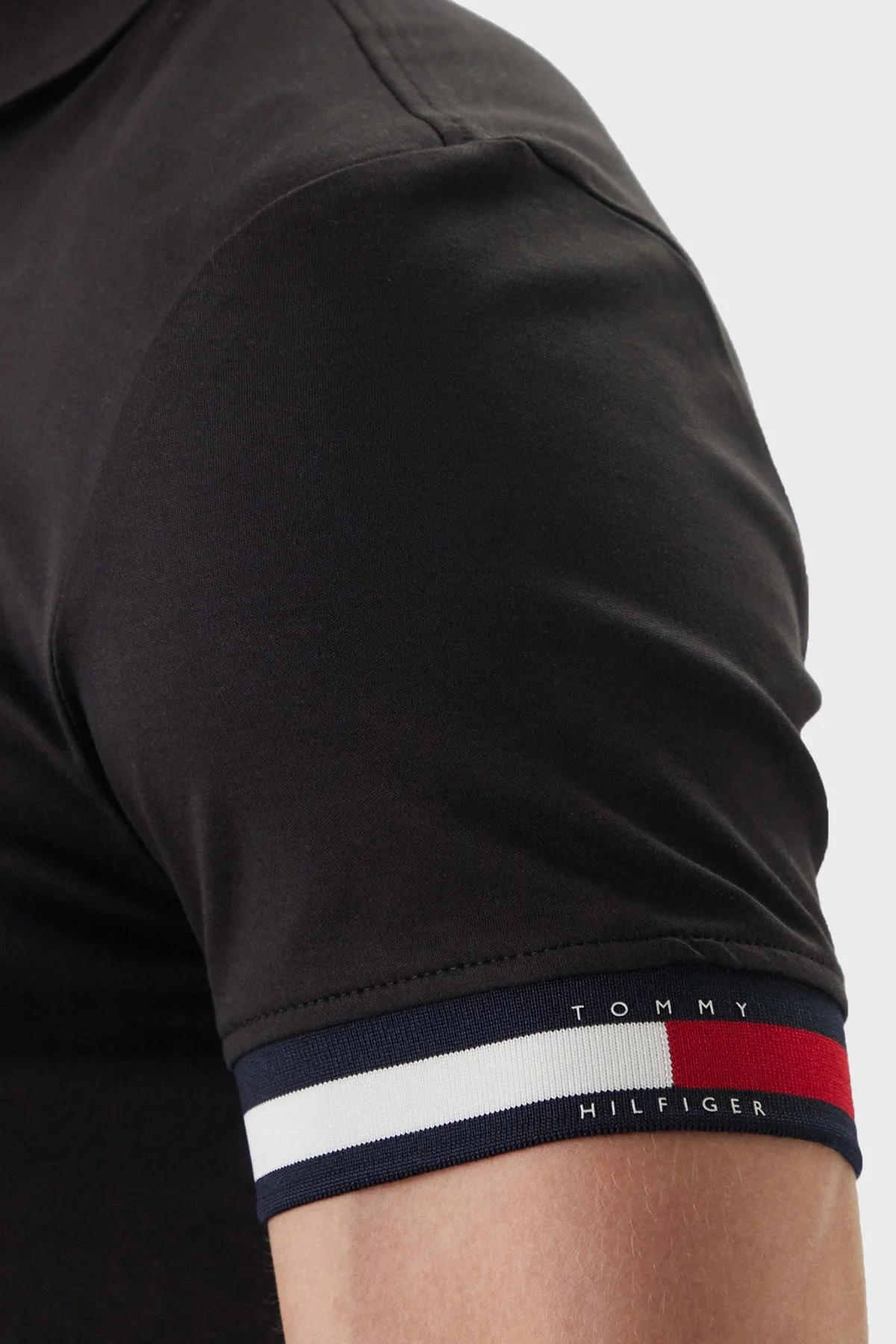 Tommy Hilfiger Pamuklu Slim Fit Düğmeli Erkek Polo Yaka T Shirt MW0MW42743 BDS SİYAH - 5