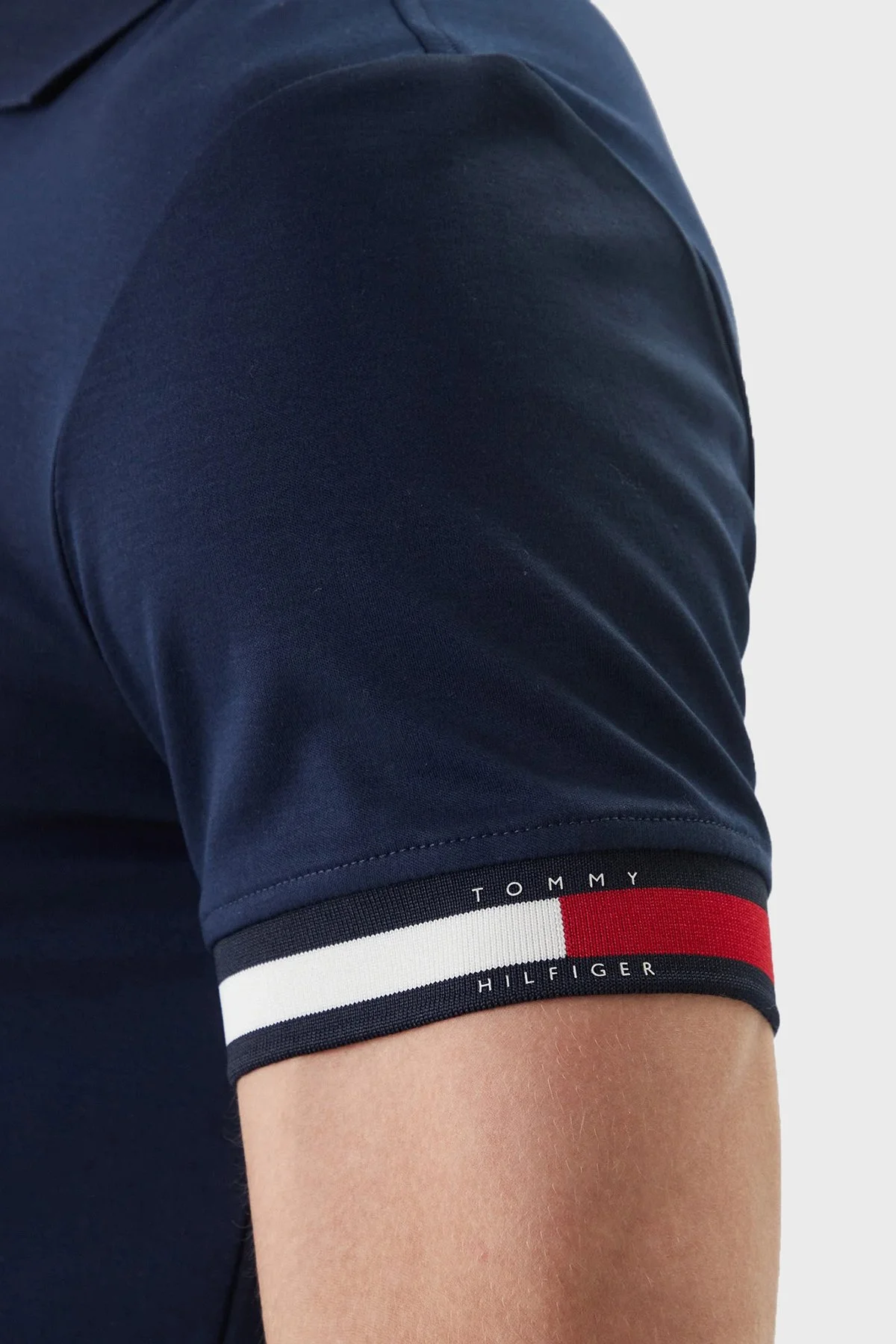 Tommy Hilfiger Pamuklu Slim Fit Düğmeli Erkek Polo Yaka T Shirt MW0MW42743 DCC LACİVERT - 5