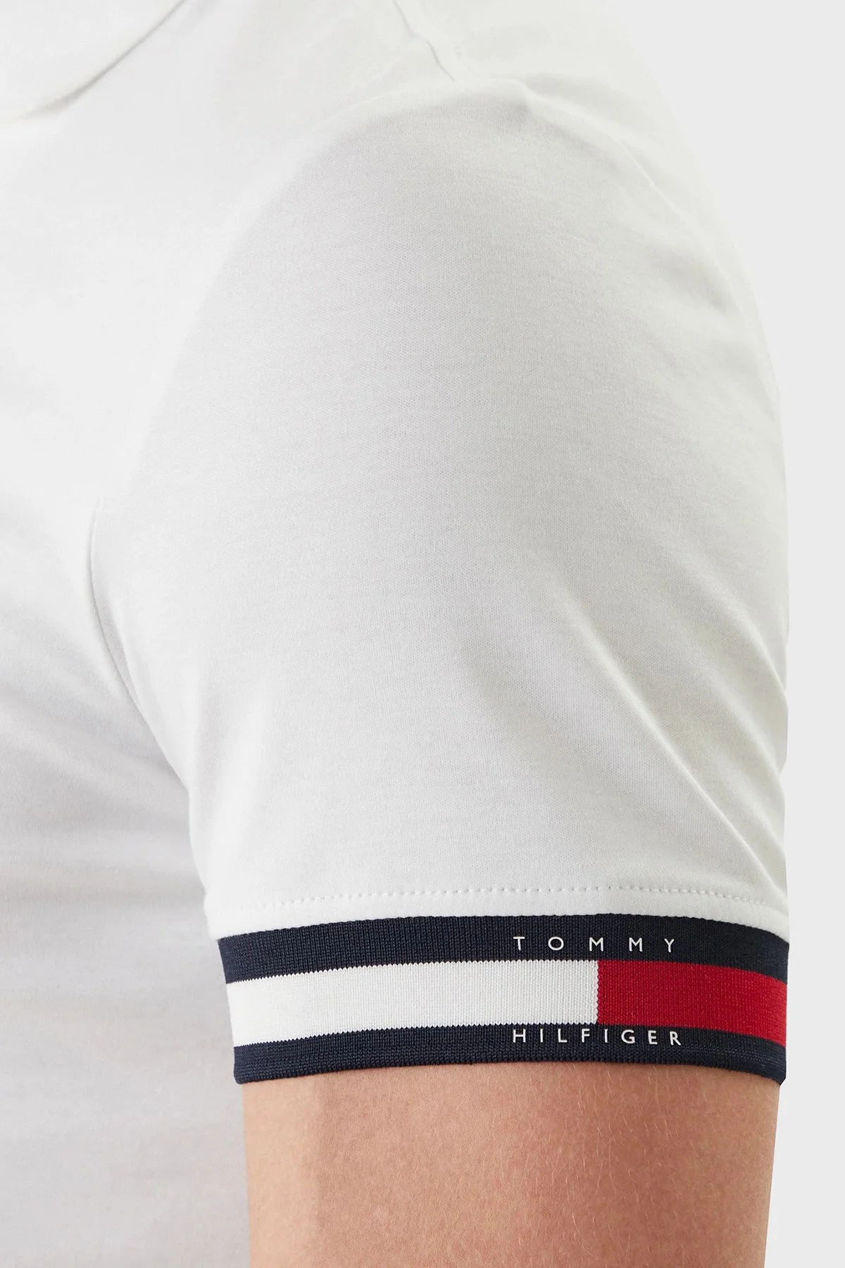 Tommy Hilfiger Pamuklu Slim Fit Düğmeli Erkek Polo Yaka T Shirt MW0MW42743 YBR BEYAZ - 5