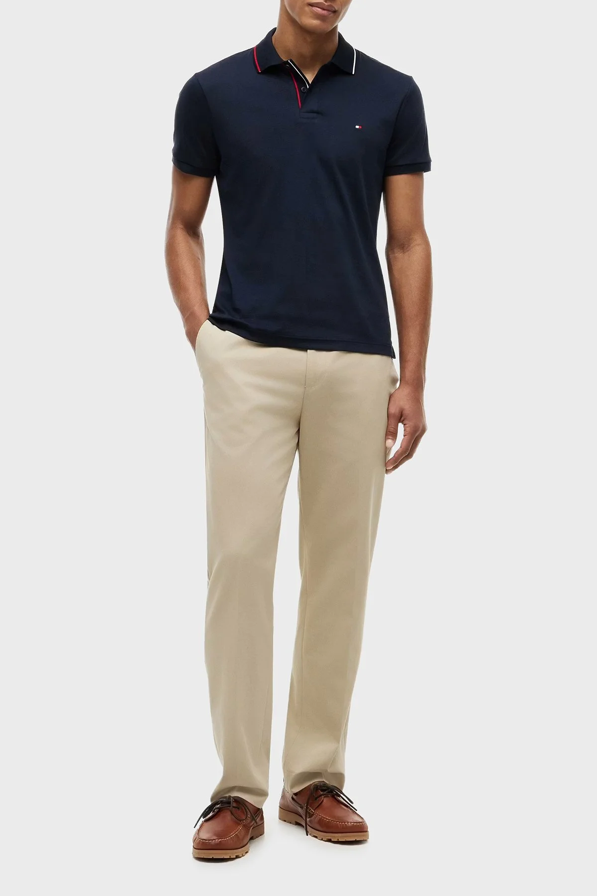 Tommy Hilfiger Pamuklu Slim Fit Düğmeli Erkek Polo Yaka T Shirt MW0MW43263 DW5 Lacivert - 2