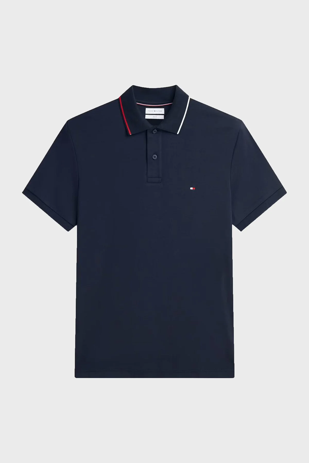 Tommy Hilfiger Pamuklu Slim Fit Düğmeli Erkek Polo Yaka T Shirt MW0MW43263 DW5 Lacivert - 5