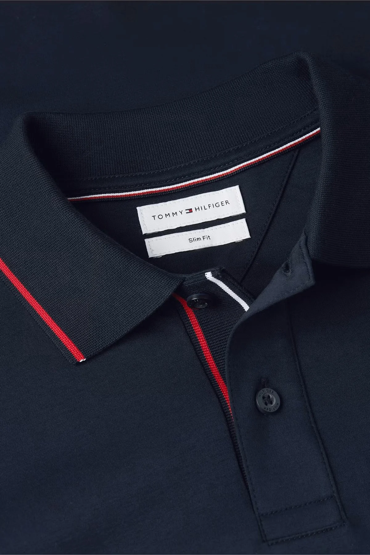 Tommy Hilfiger Pamuklu Slim Fit Düğmeli Erkek Polo Yaka T Shirt MW0MW43263 DW5 Lacivert - 6