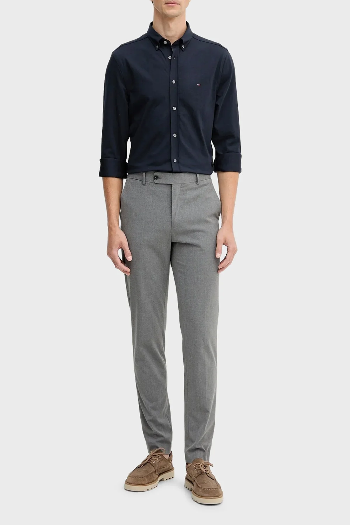 Tommy Hilfiger Pamuklu Slim Fit Düğmeli Yaka Erkek Gömlek MW0MW41059 DW5 LACİVERT - 2