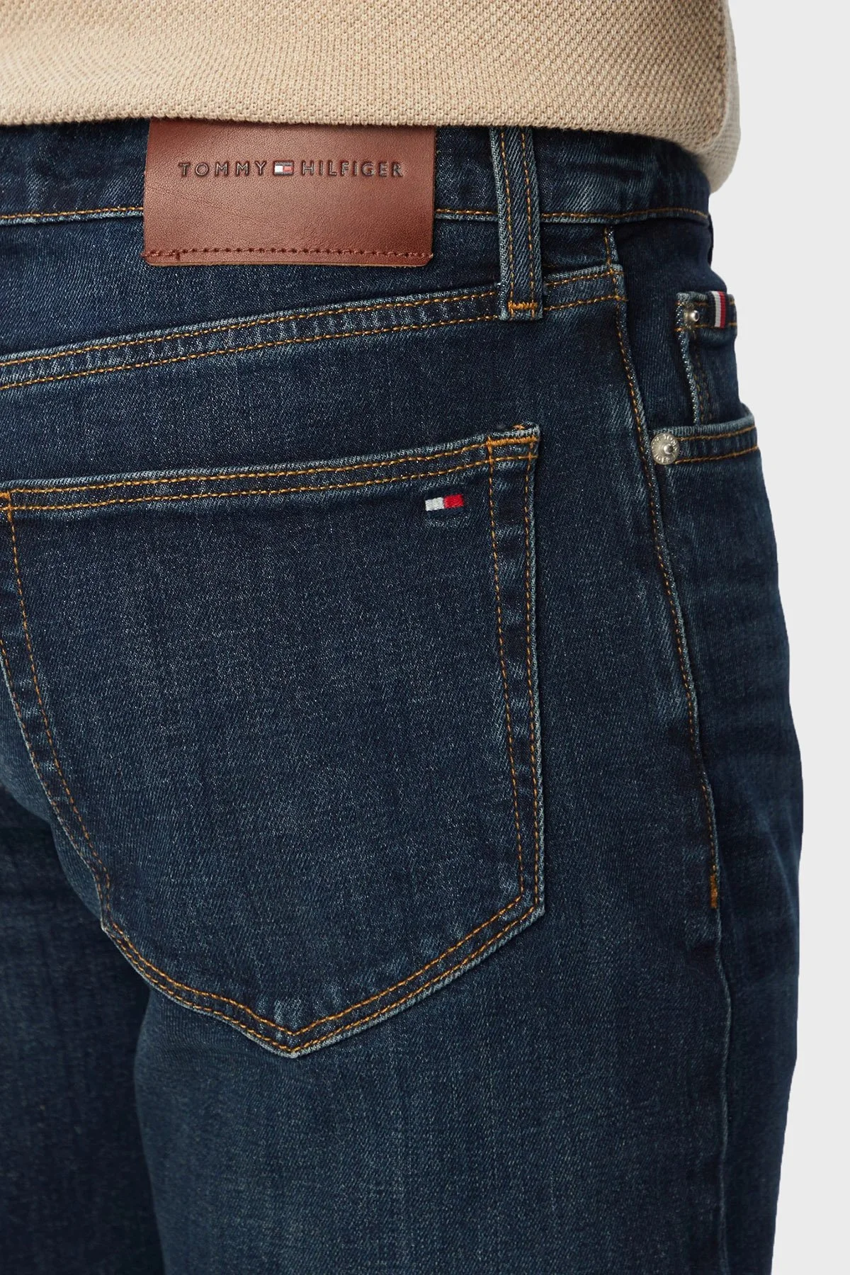 Tommy Hilfiger Pamuklu Slim Fit Düz Paça Jeans Erkek Kot Pantolon MW0MW43162 1BN Lacivert - 5