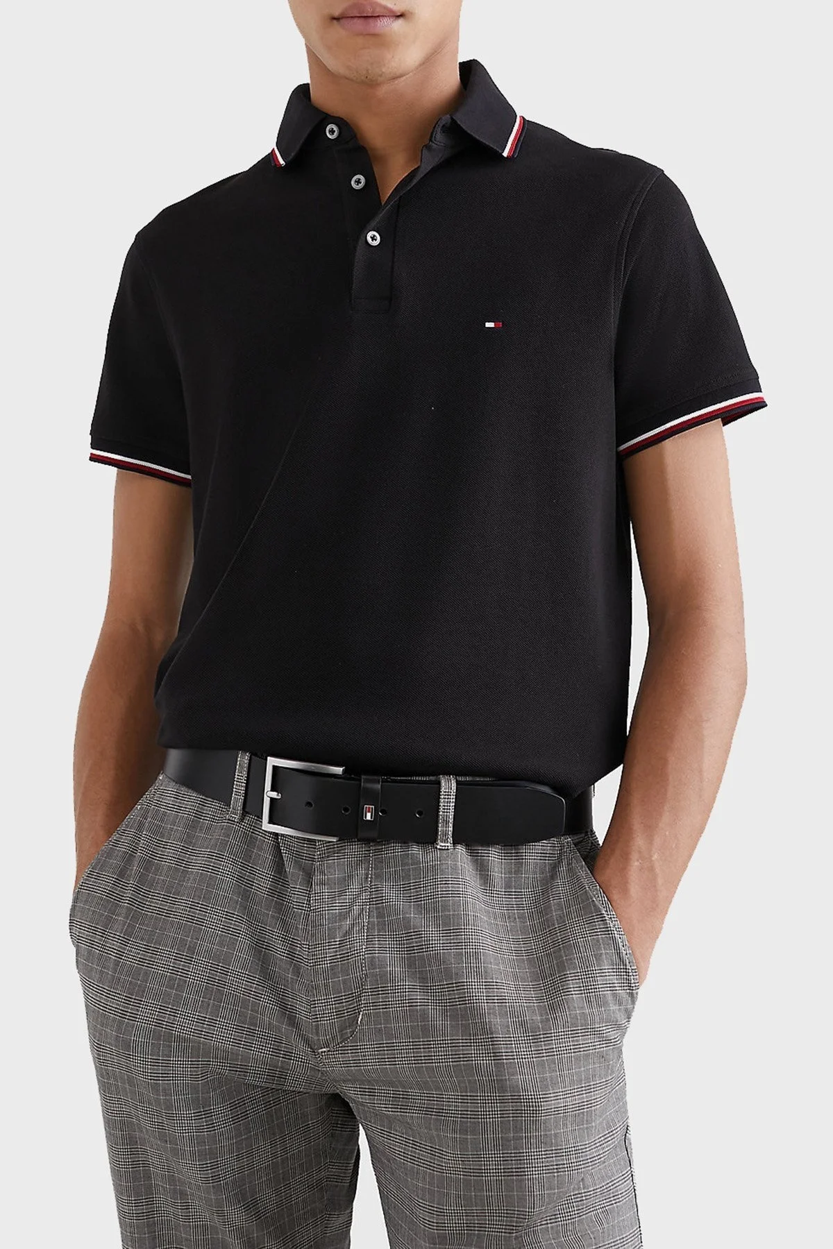 Tommy Hilfiger Pamuklu Slim Fit Erkek Polo T Shirt MW0MW30750 BDS SİYAH - 6