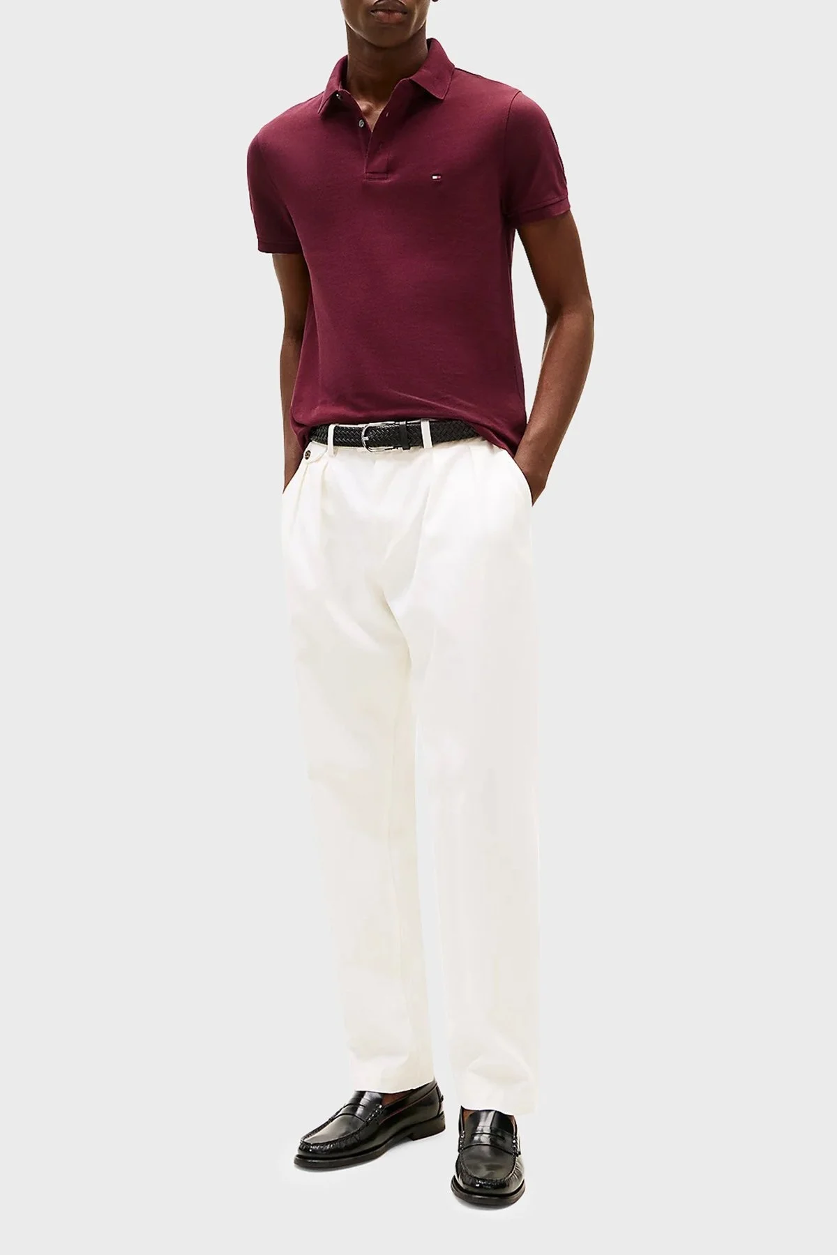 Tommy Hilfiger Pamuklu Slim Fit Erkek Polo Yaka T Shirt MW0MW17771 VLP BORDO - 8