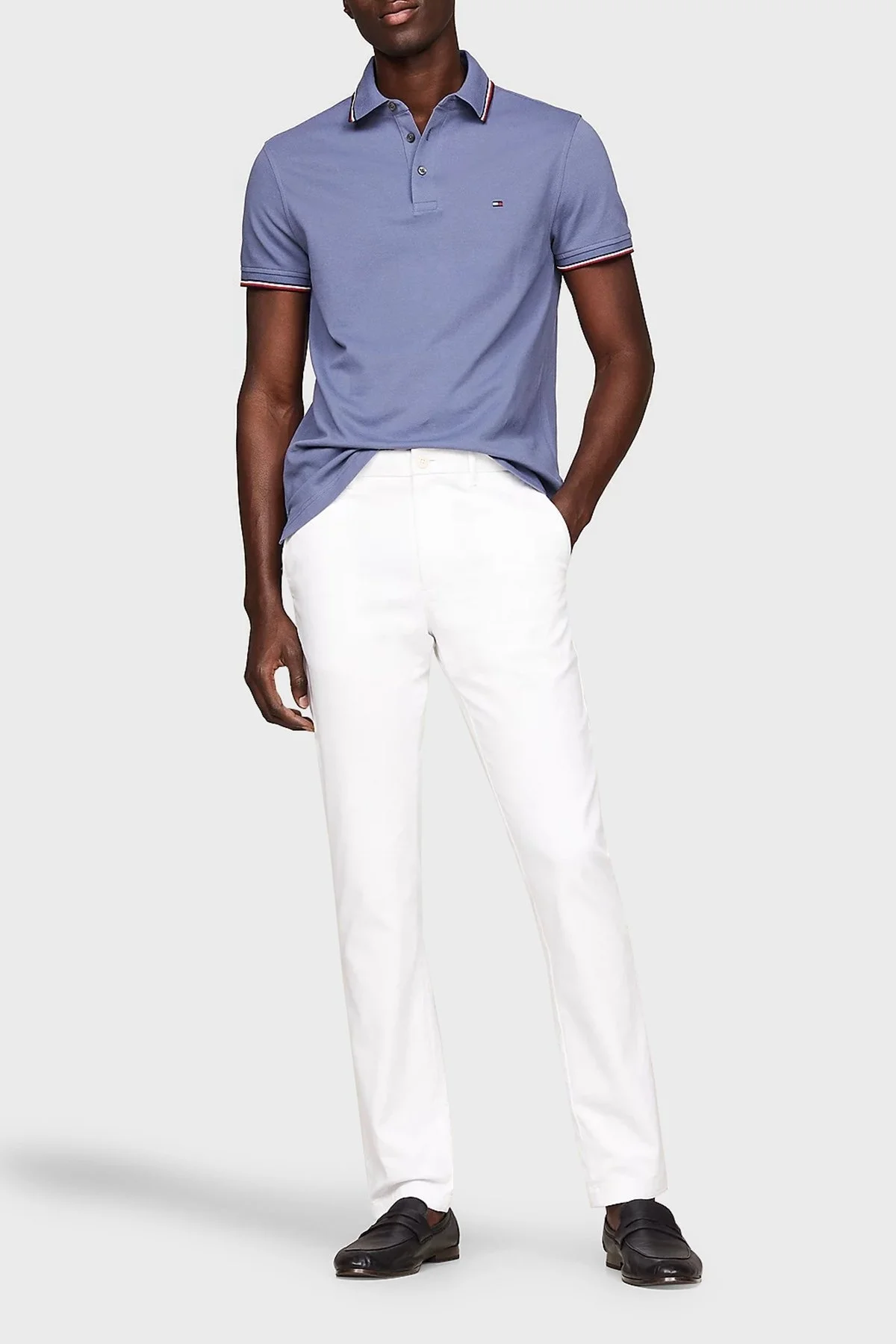 Tommy Hilfiger Pamuklu Slim Fit Erkek Polo Yaka T Shirt MW0MW30750 C9T MAVİ - 2