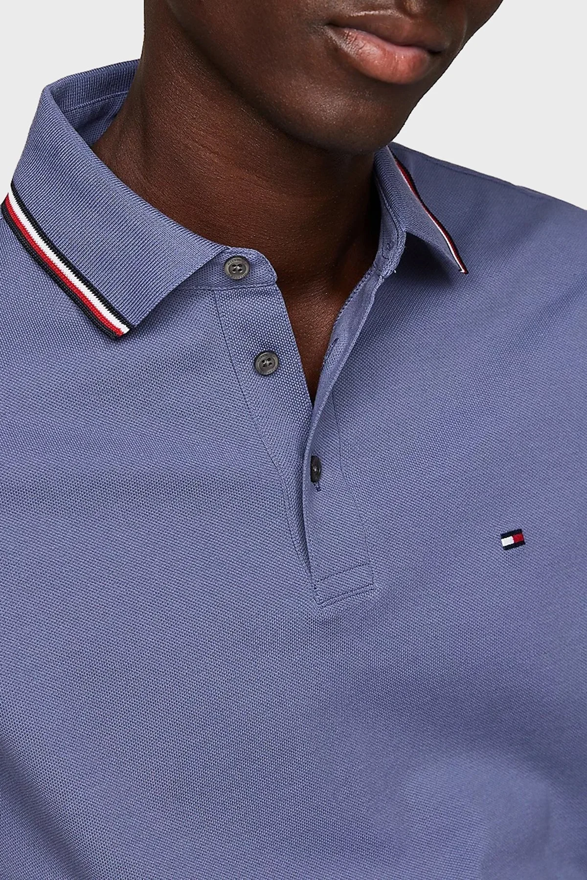 Tommy Hilfiger Pamuklu Slim Fit Erkek Polo Yaka T Shirt MW0MW30750 C9T MAVİ - 3