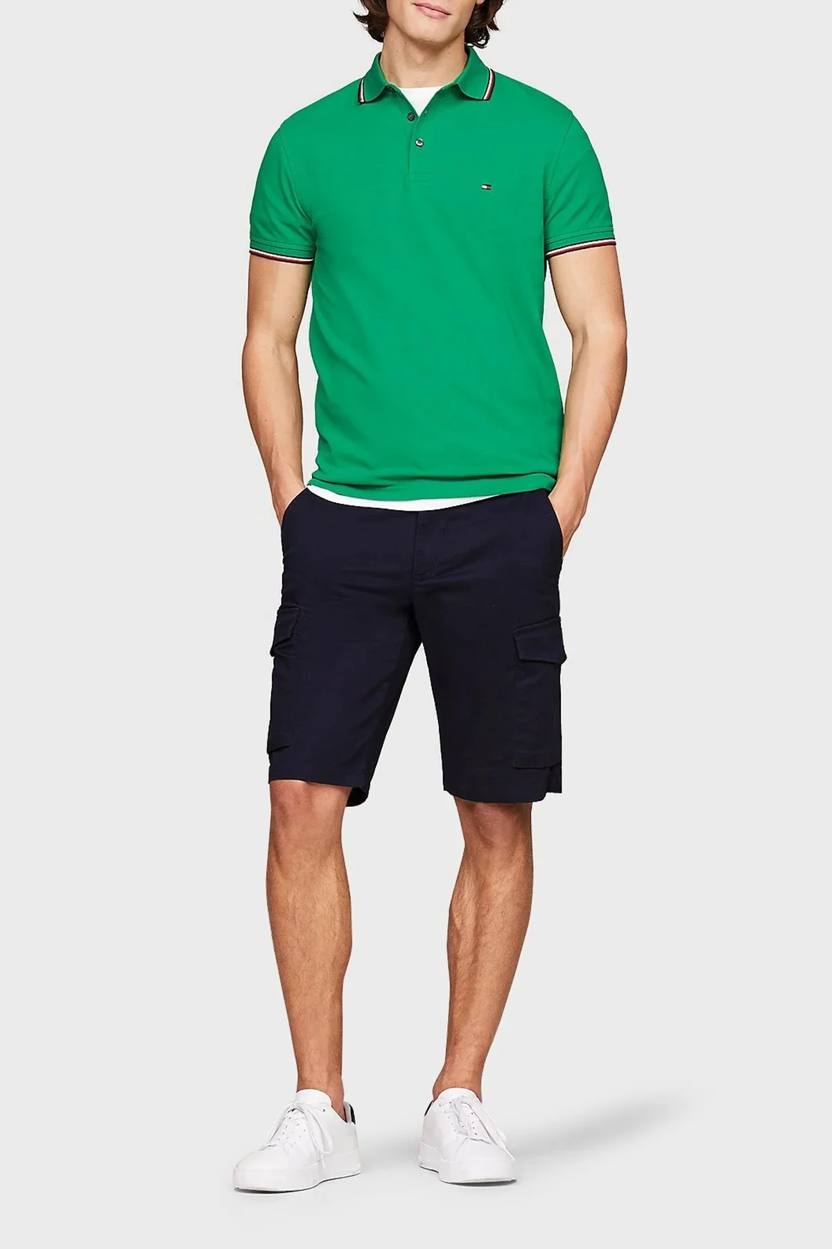 Tommy Hilfiger Pamuklu Slim Fit Erkek Polo Yaka T Shirt MW0MW30750 L4B YEŞİL - 2