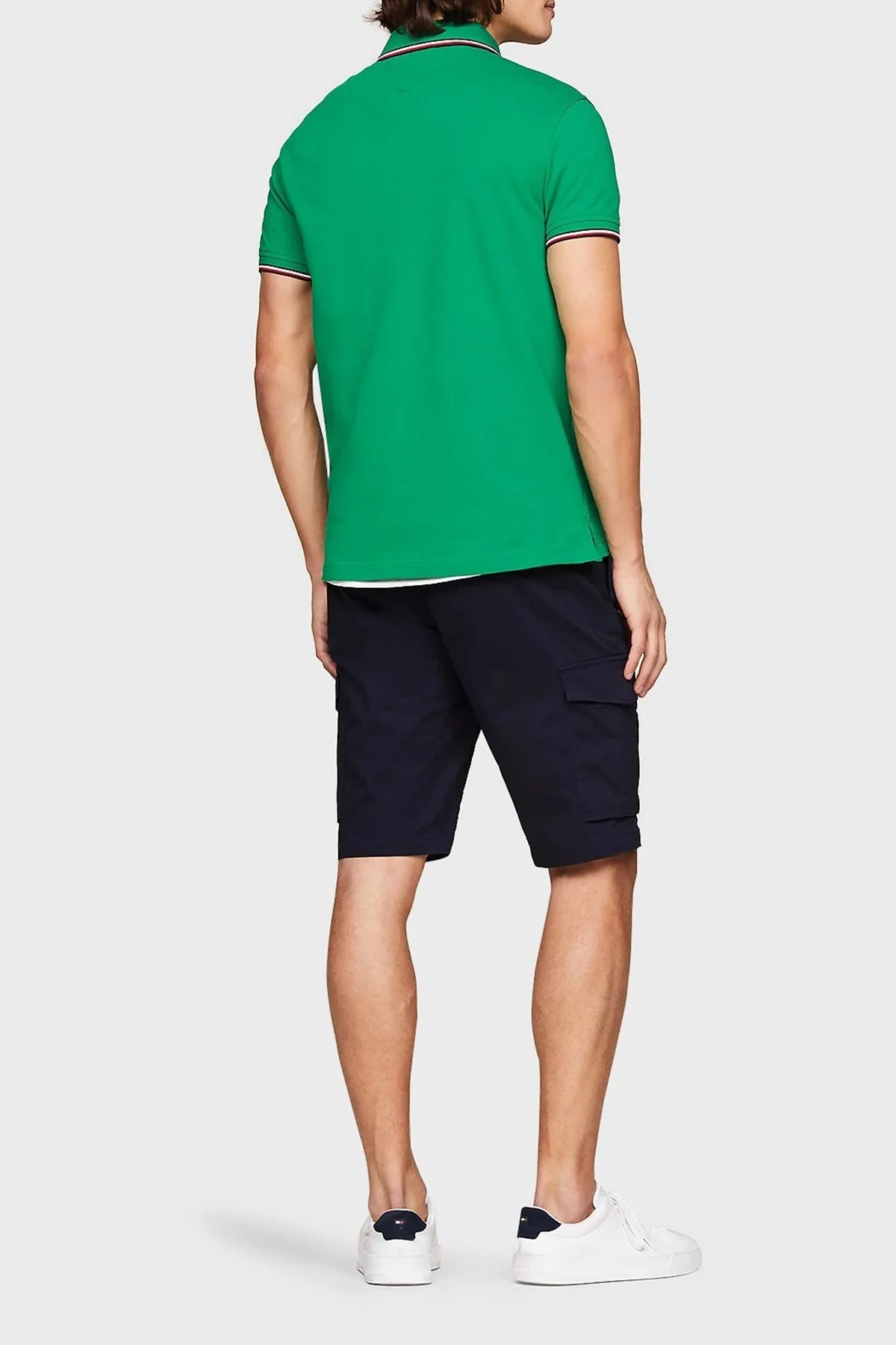 Tommy Hilfiger Pamuklu Slim Fit Erkek Polo Yaka T Shirt MW0MW30750 L4B YEŞİL - 4