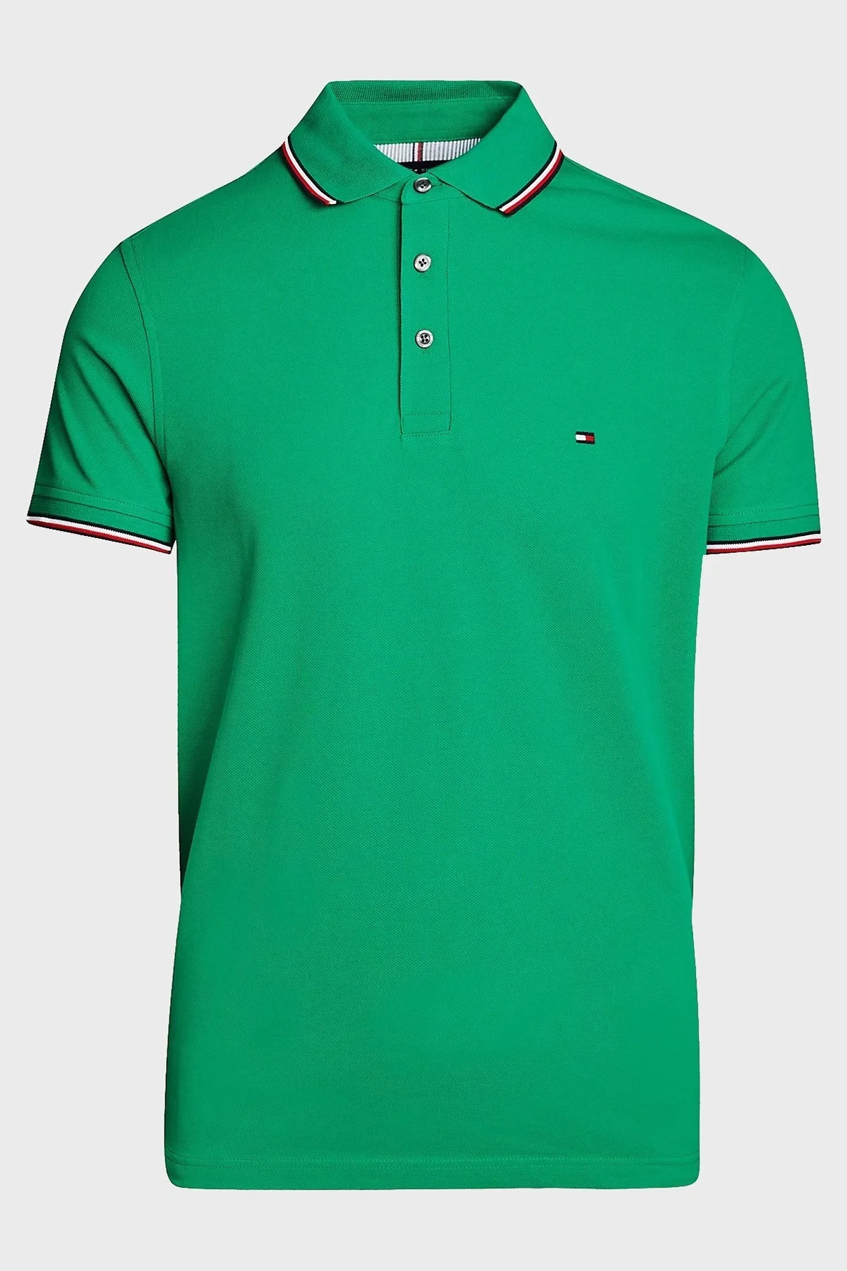 Tommy Hilfiger Pamuklu Slim Fit Erkek Polo Yaka T Shirt MW0MW30750 L4B YEŞİL - 5