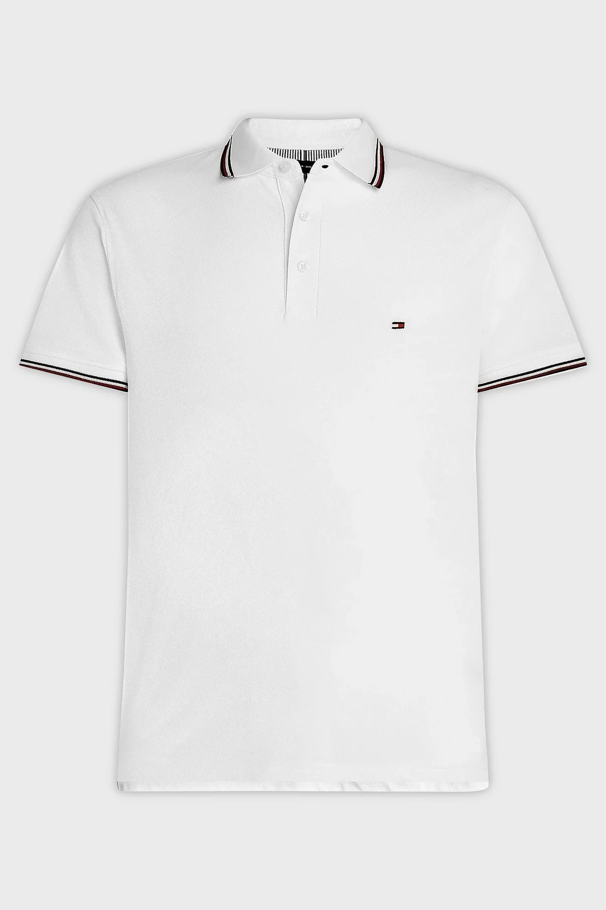 Tommy Hilfiger Pamuklu Slim Fit Erkek Polo Yaka T Shirt MW0MW30750 YBR BEYAZ - 4
