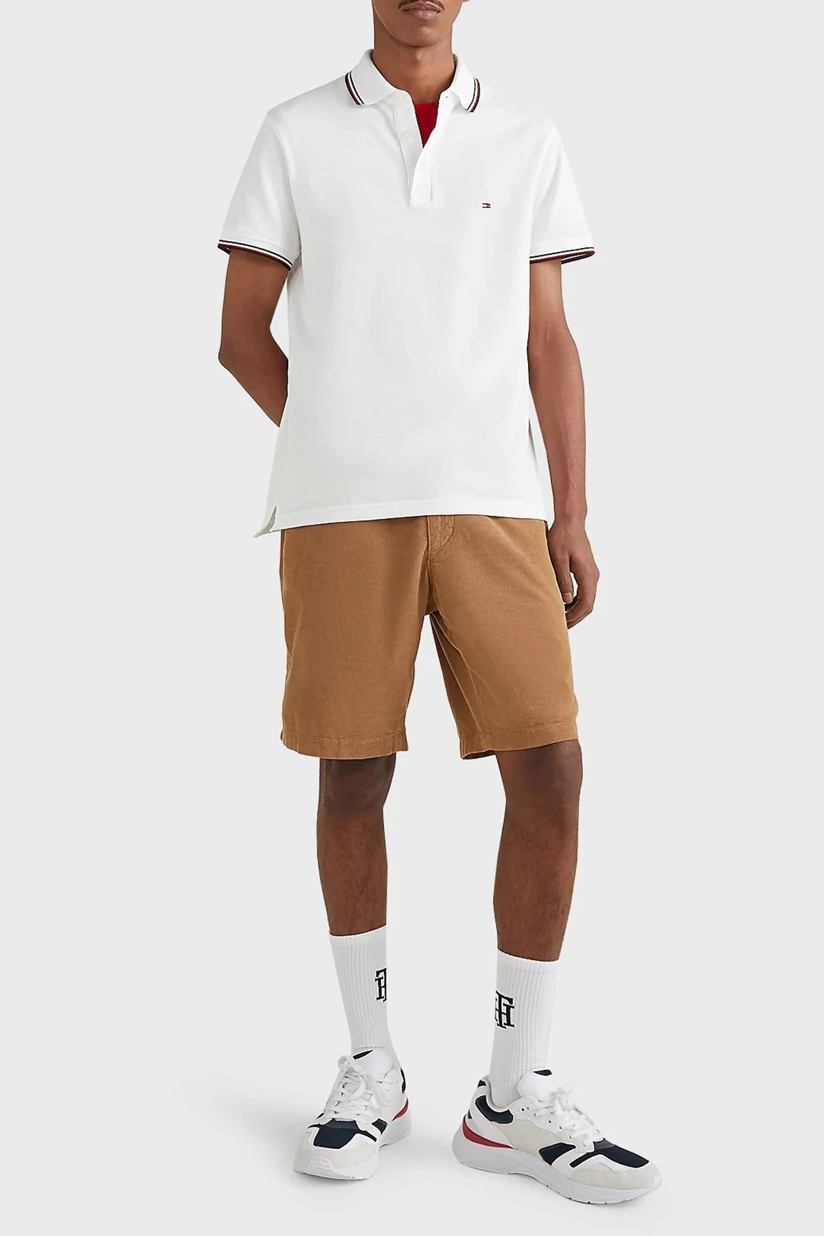 Tommy Hilfiger Pamuklu Slim Fit Erkek Polo Yaka T Shirt MW0MW30750 YBR BEYAZ - 6