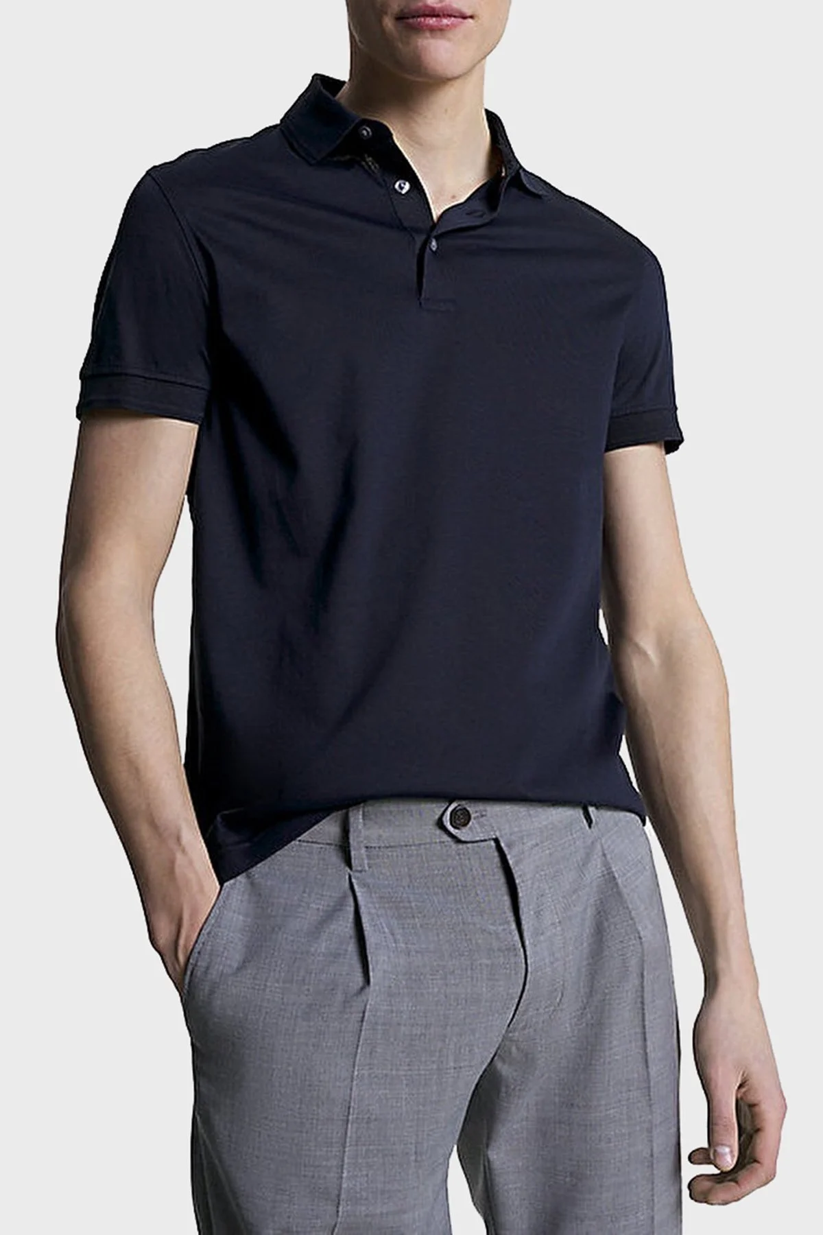 Tommy Hilfiger Pamuklu Slim Fit Erkek Polo Yaka T Shirt MW0MW31545 DW5 LACİVERT - 5