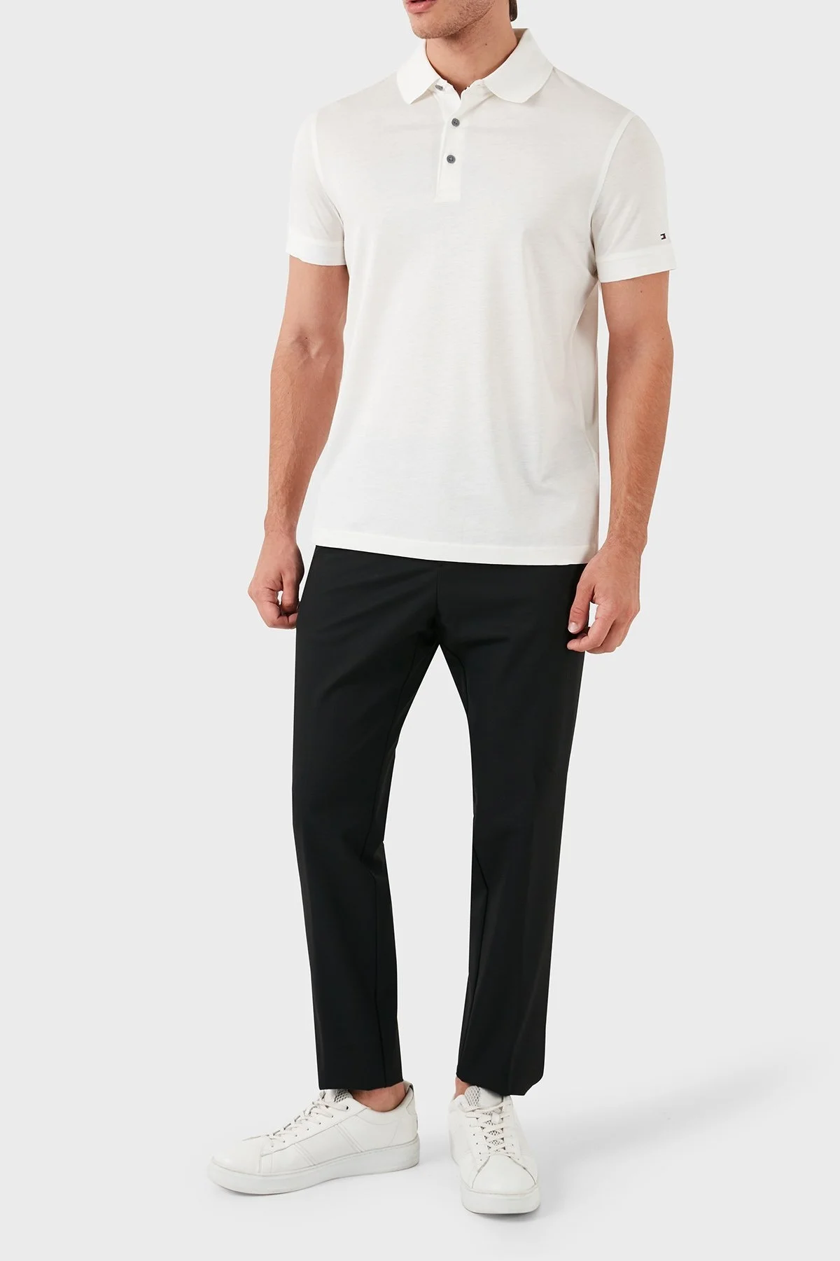 Tommy Hilfiger Pamuklu Slim Fit Erkek Polo Yaka T Shirt MW0MW31545 YBL BEYAZ - 4