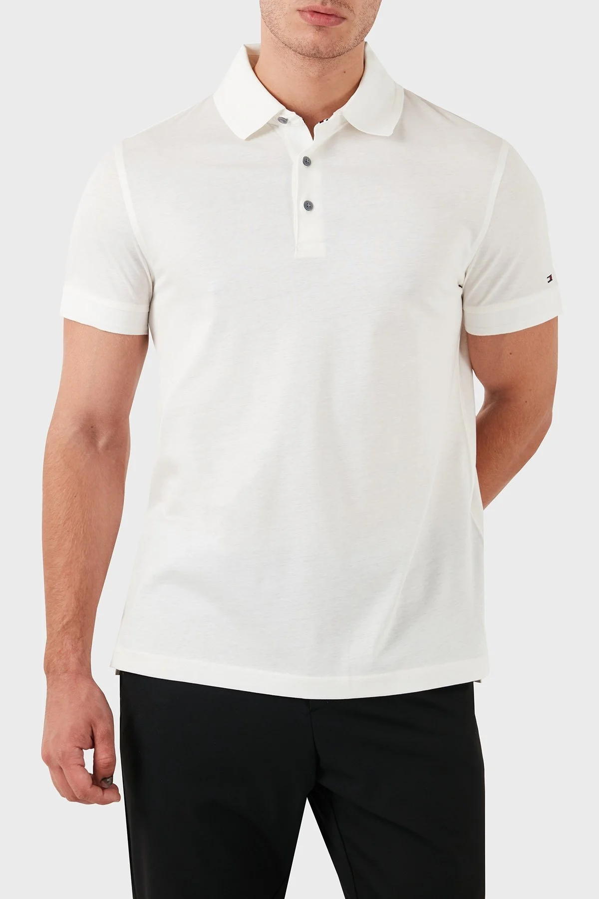 Tommy Hilfiger Pamuklu Slim Fit Erkek Polo Yaka T Shirt MW0MW31545 YBL BEYAZ - 5