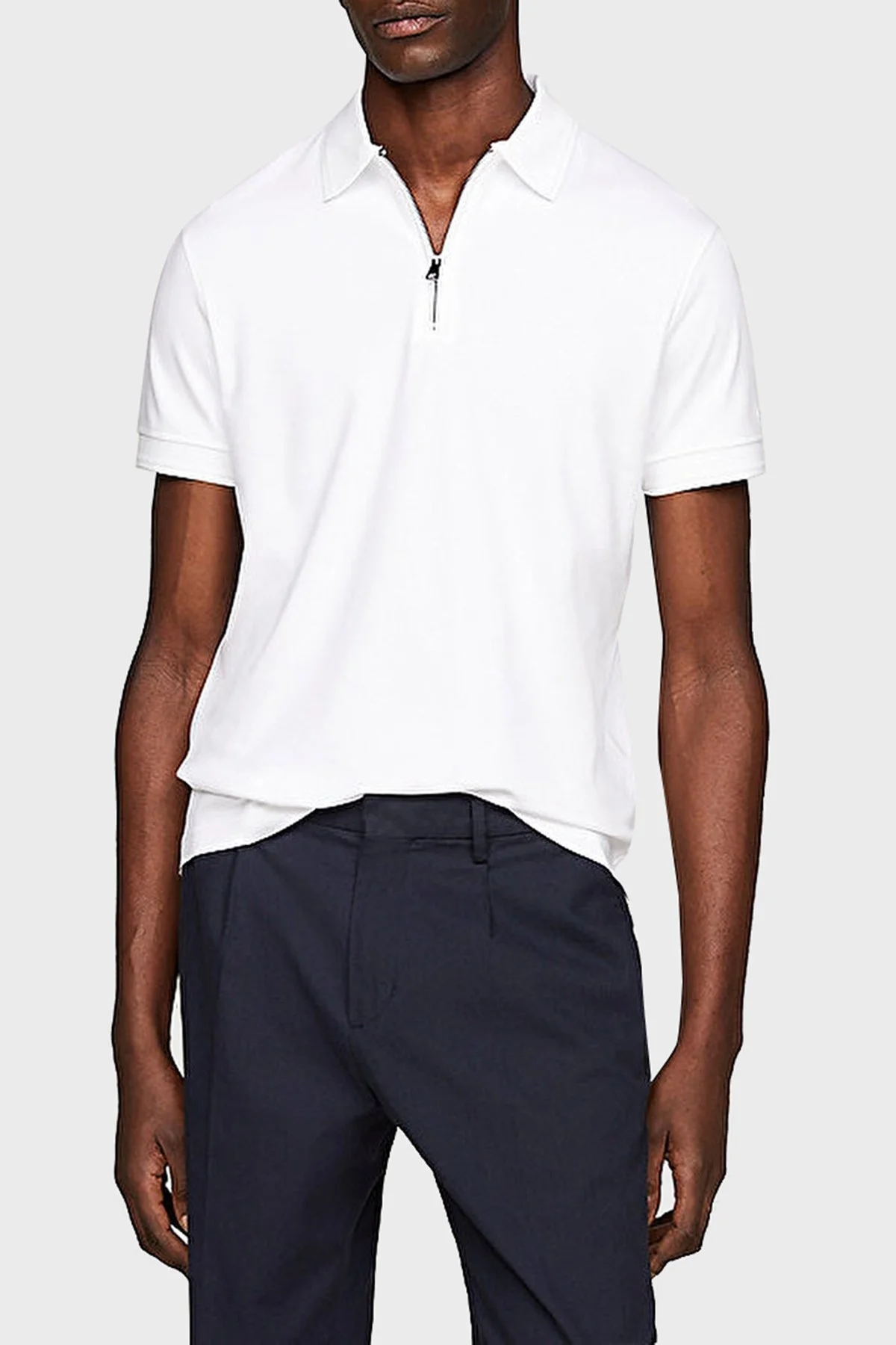 Tommy Hilfiger Pamuklu Slim Fit Erkek Polo Yaka T Shirt MW0MW34746 YBR BEYAZ - 1