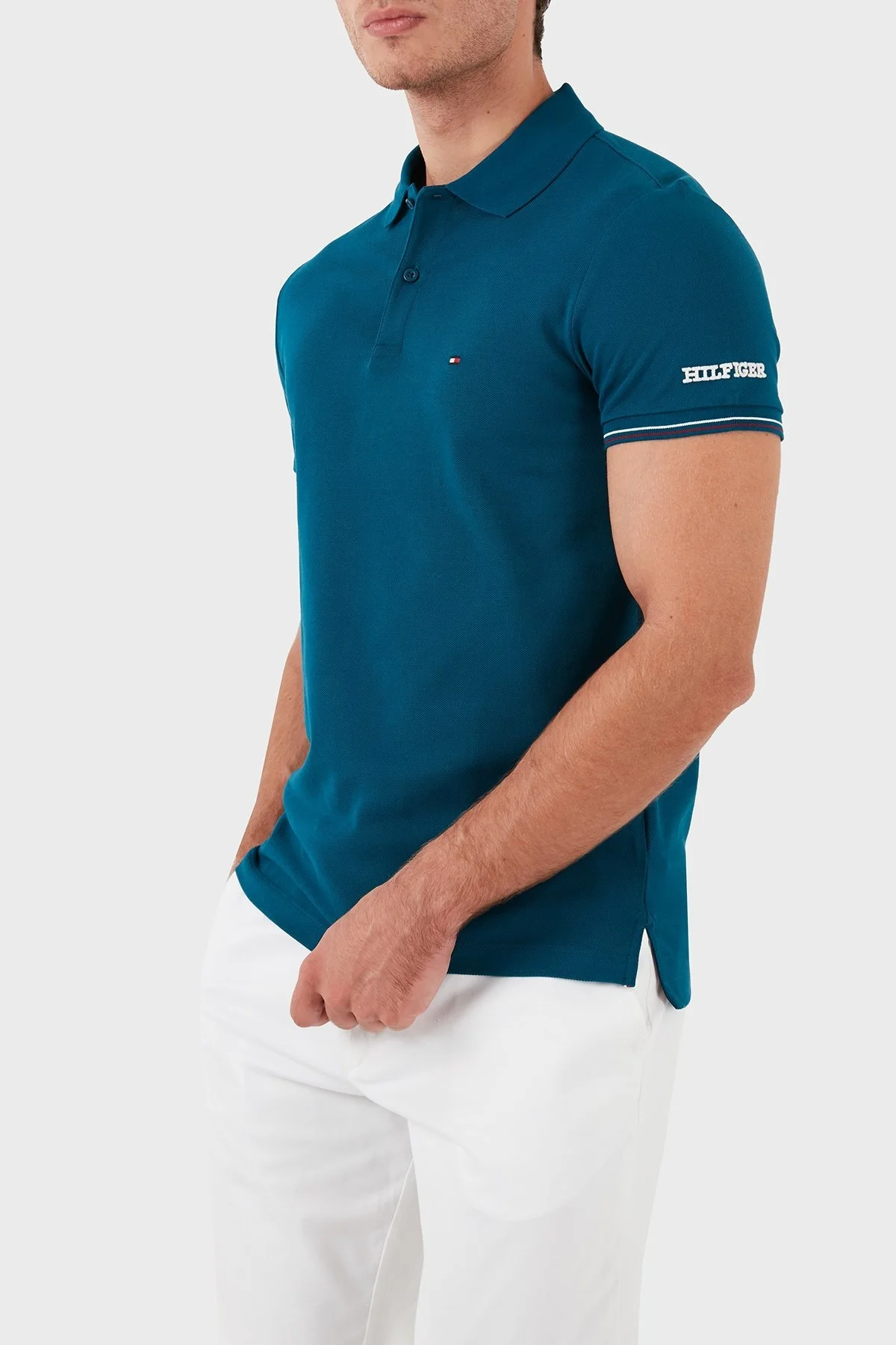 Tommy Hilfiger Pamuklu Slim Fit Erkek Polo Yaka T Shirt MW0MW35619 LR0 YEŞİL - 2