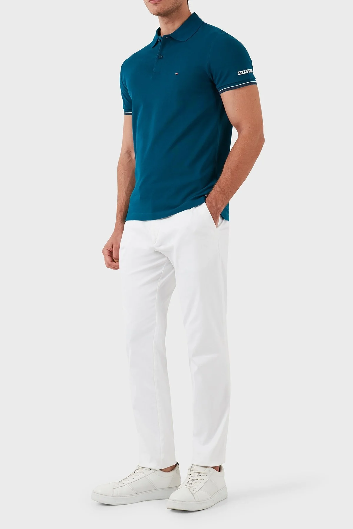 Tommy Hilfiger Pamuklu Slim Fit Erkek Polo Yaka T Shirt MW0MW35619 LR0 YEŞİL - 3