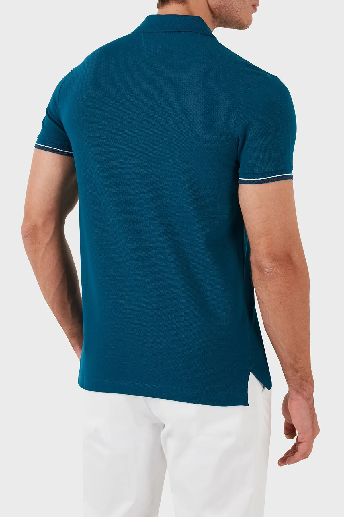Tommy Hilfiger Pamuklu Slim Fit Erkek Polo Yaka T Shirt MW0MW35619 LR0 YEŞİL - 6