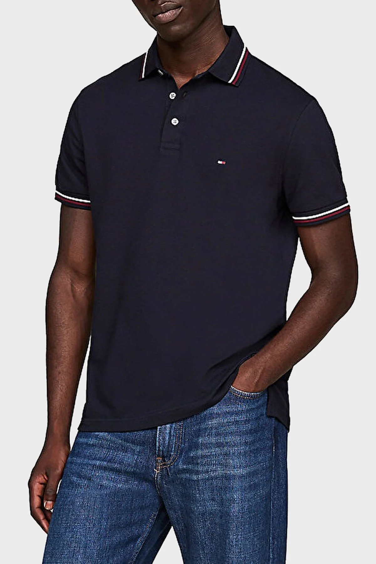 Tommy Hilfiger Pamuklu Slim Fit Erkek Polo Yaka T Shirt MW0MW37346 DW5 LACİVERT - 6