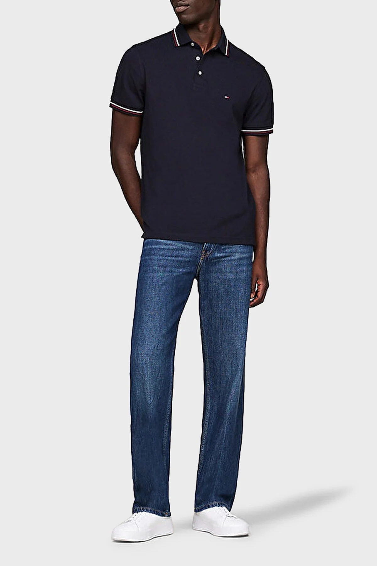 Tommy Hilfiger Pamuklu Slim Fit Erkek Polo Yaka T Shirt MW0MW37346 DW5 LACİVERT - 7