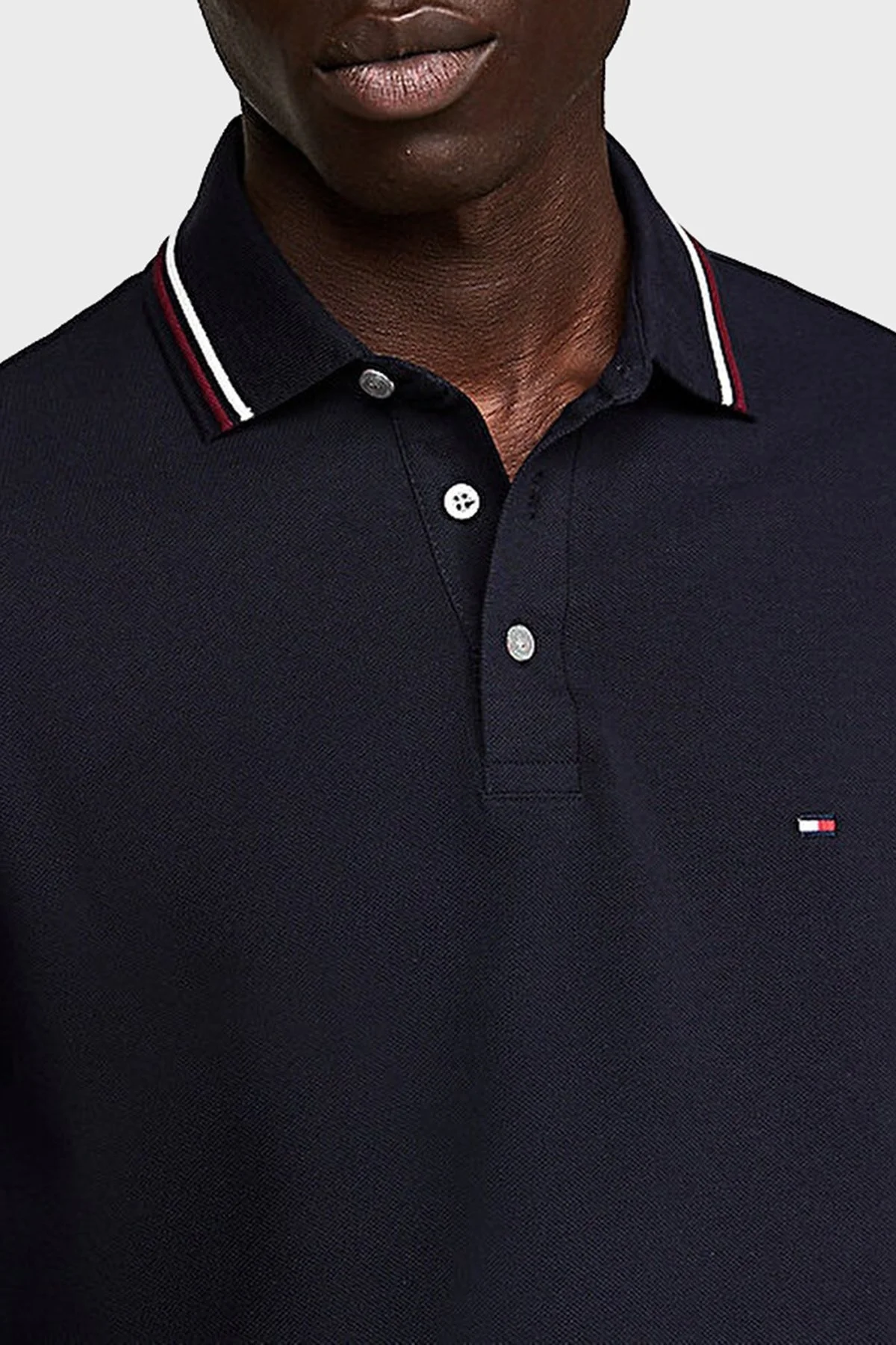 Tommy Hilfiger Pamuklu Slim Fit Erkek Polo Yaka T Shirt MW0MW37346 DW5 LACİVERT - 9