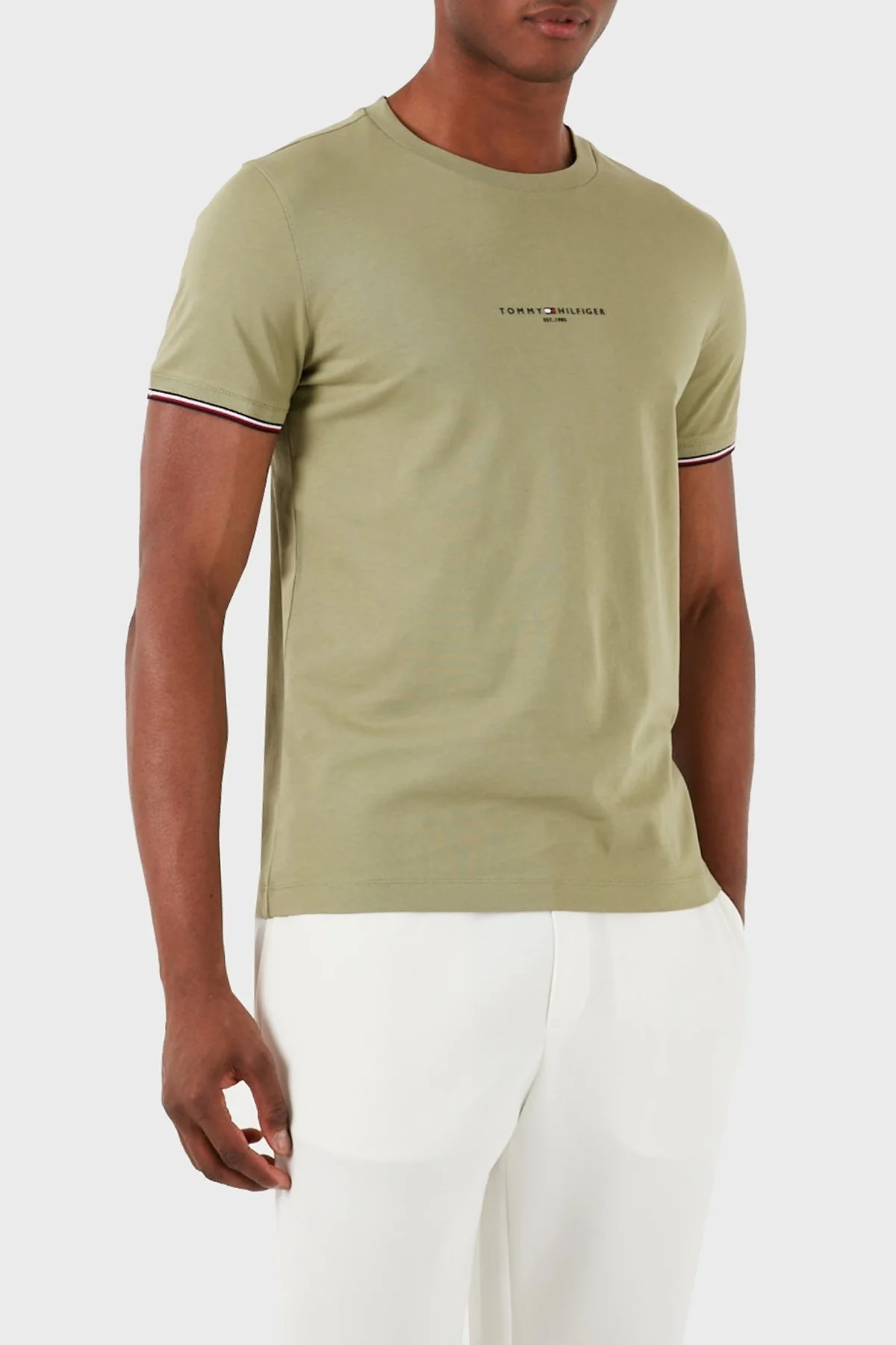 Tommy Hilfiger Pamuklu Slim Fit Erkek T Shirt MW0MW32584 L9F HAKİ - 3