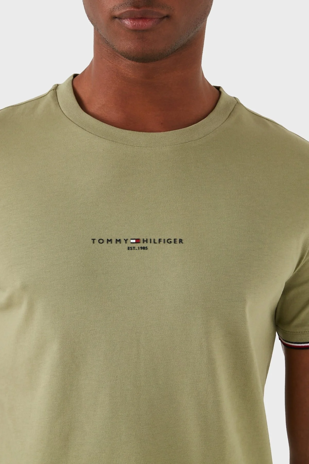 Tommy Hilfiger Pamuklu Slim Fit Erkek T Shirt MW0MW32584 L9F HAKİ - 4
