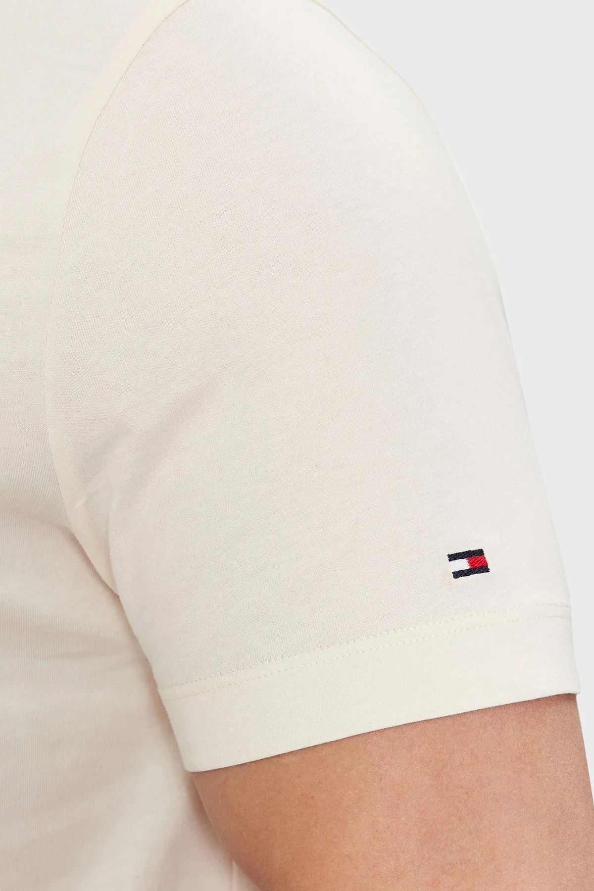 Tommy Hilfiger Pamuklu Slim Fit Erkek T Shirt MW0MW34387 AEF BEJ - 5