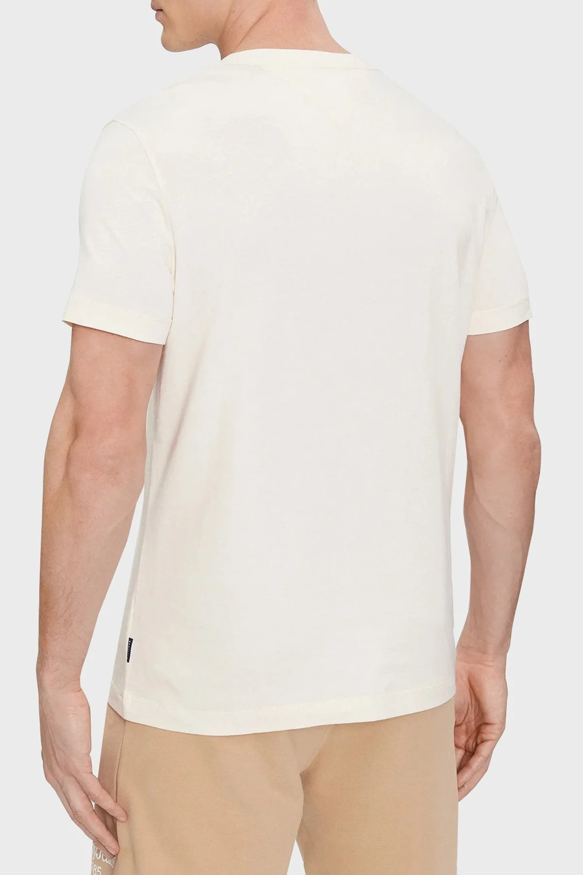 Tommy Hilfiger Pamuklu Slim Fit Erkek T Shirt MW0MW34387 AEF BEJ - 8