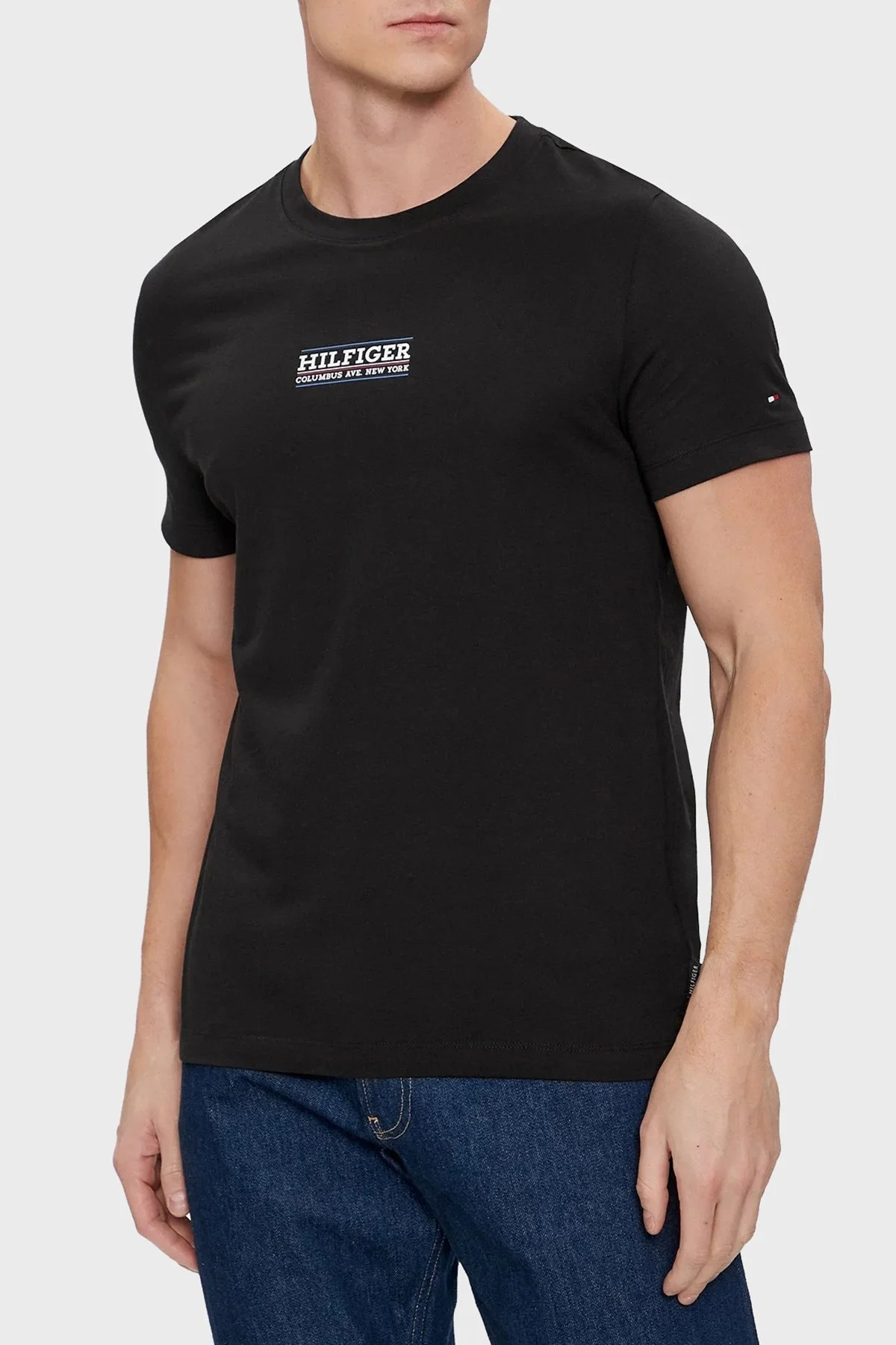 Tommy Hilfiger Pamuklu Slim Fit Erkek T Shirt MW0MW34387 BDS SİYAH - 1