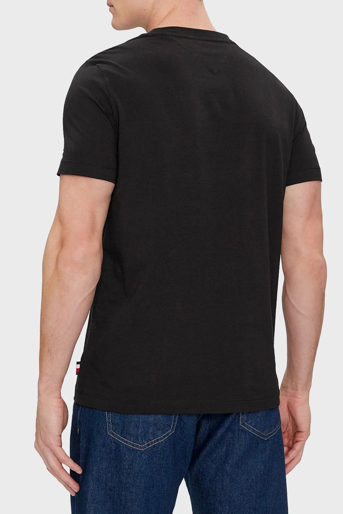 Tommy Hilfiger Pamuklu Slim Fit Erkek T Shirt MW0MW34387 BDS SİYAH - 3