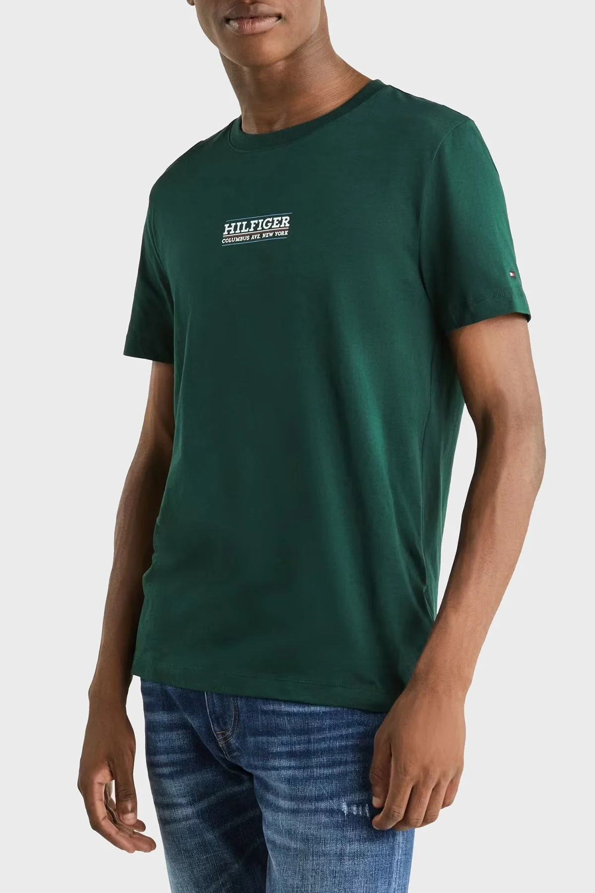 Tommy Hilfiger Pamuklu Slim Fit Erkek T Shirt MW0MW34387 MBP KOYU YEŞİL - 1