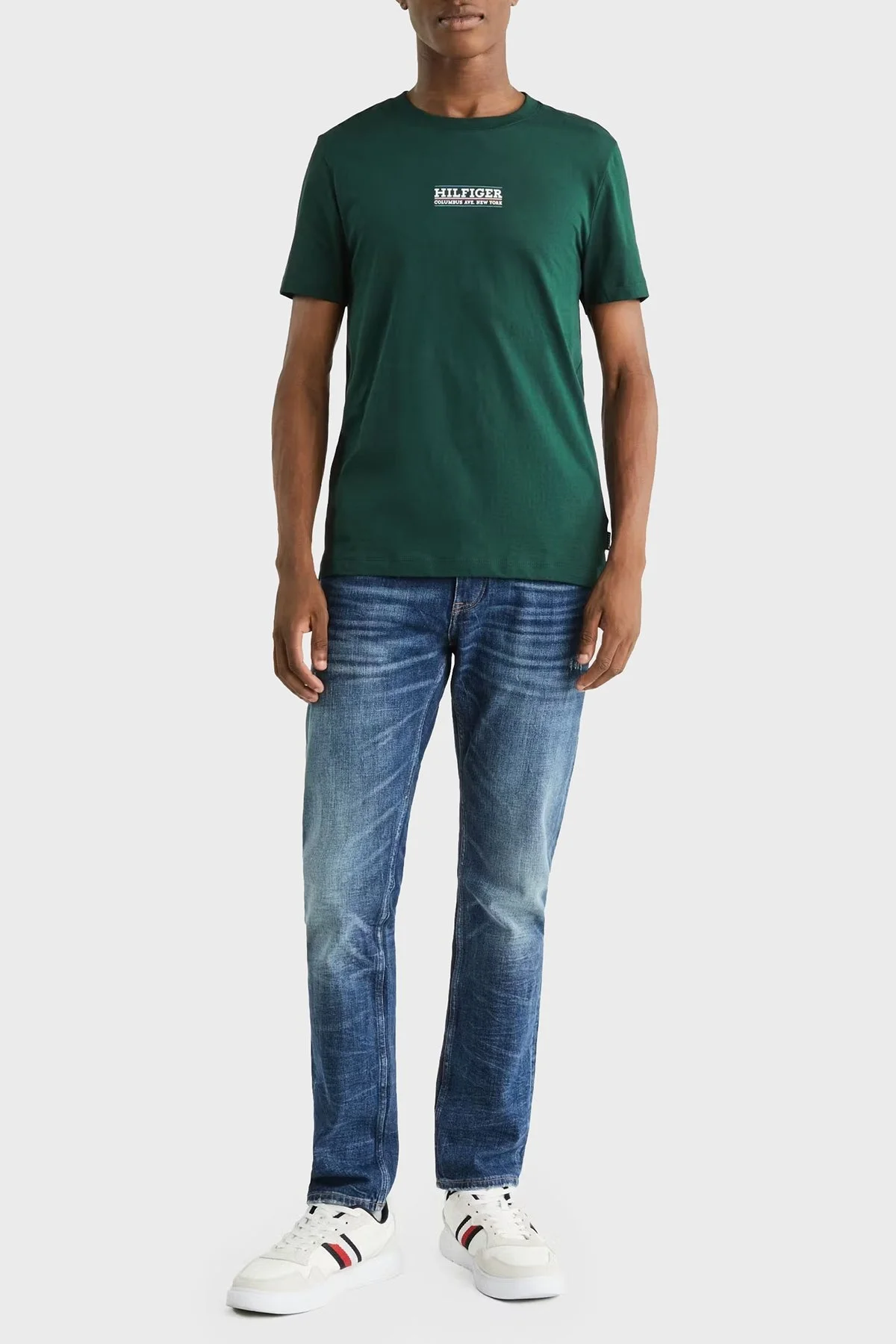 Tommy Hilfiger Pamuklu Slim Fit Erkek T Shirt MW0MW34387 MBP KOYU YEŞİL - 2