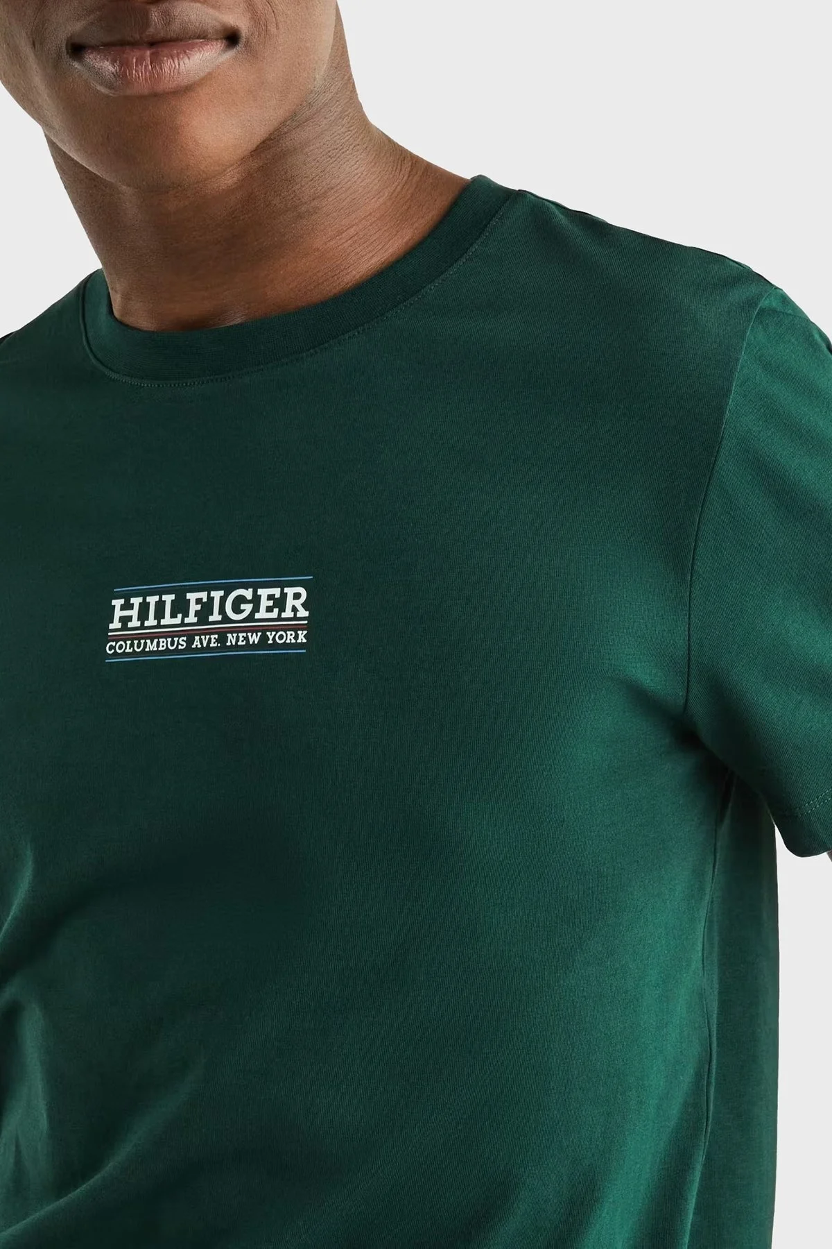 Tommy Hilfiger Pamuklu Slim Fit Erkek T Shirt MW0MW34387 MBP KOYU YEŞİL - 4