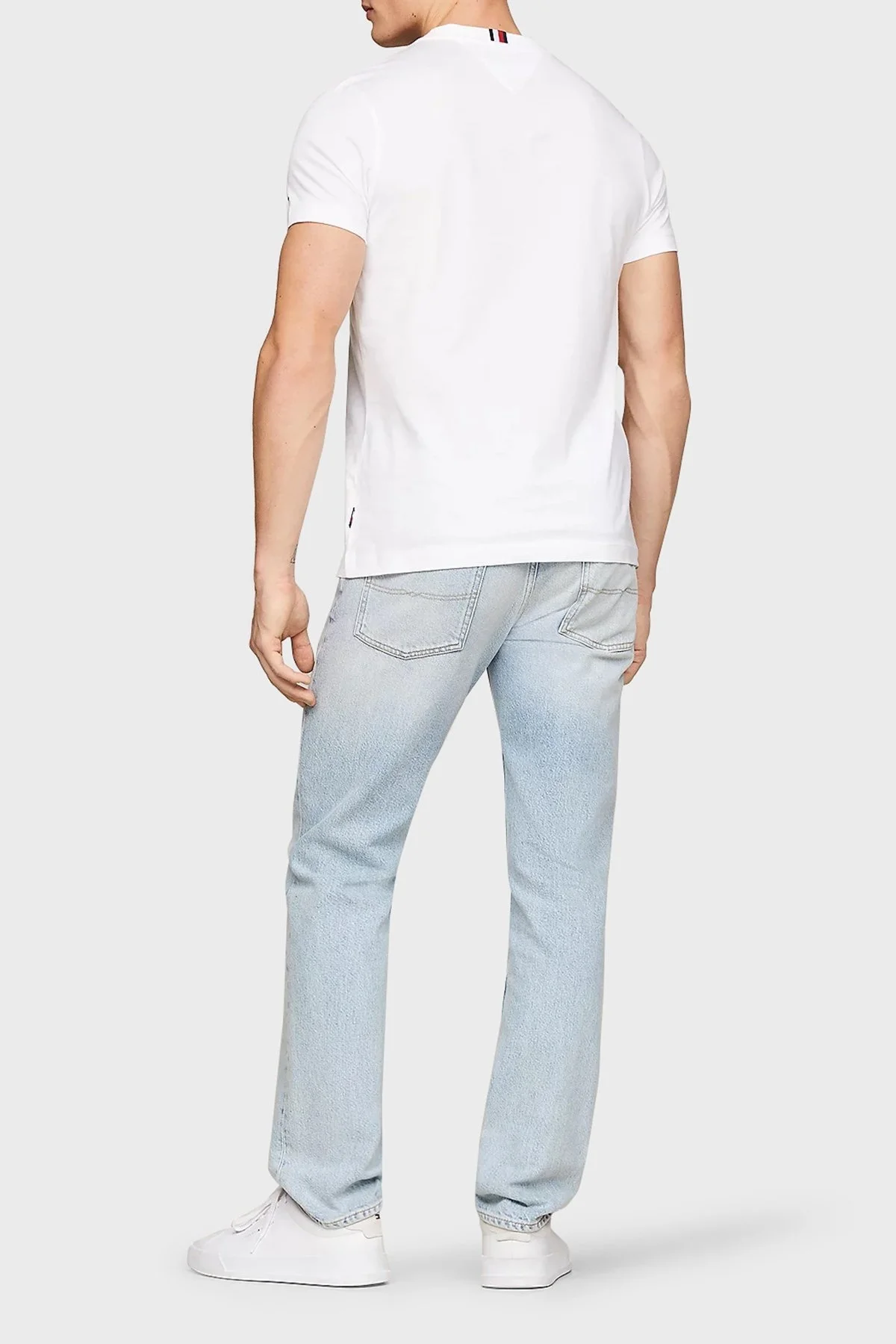 Tommy Hilfiger Pamuklu Slim Fit Erkek T Shirt MW0MW34388 YBR BEYAZ - 2