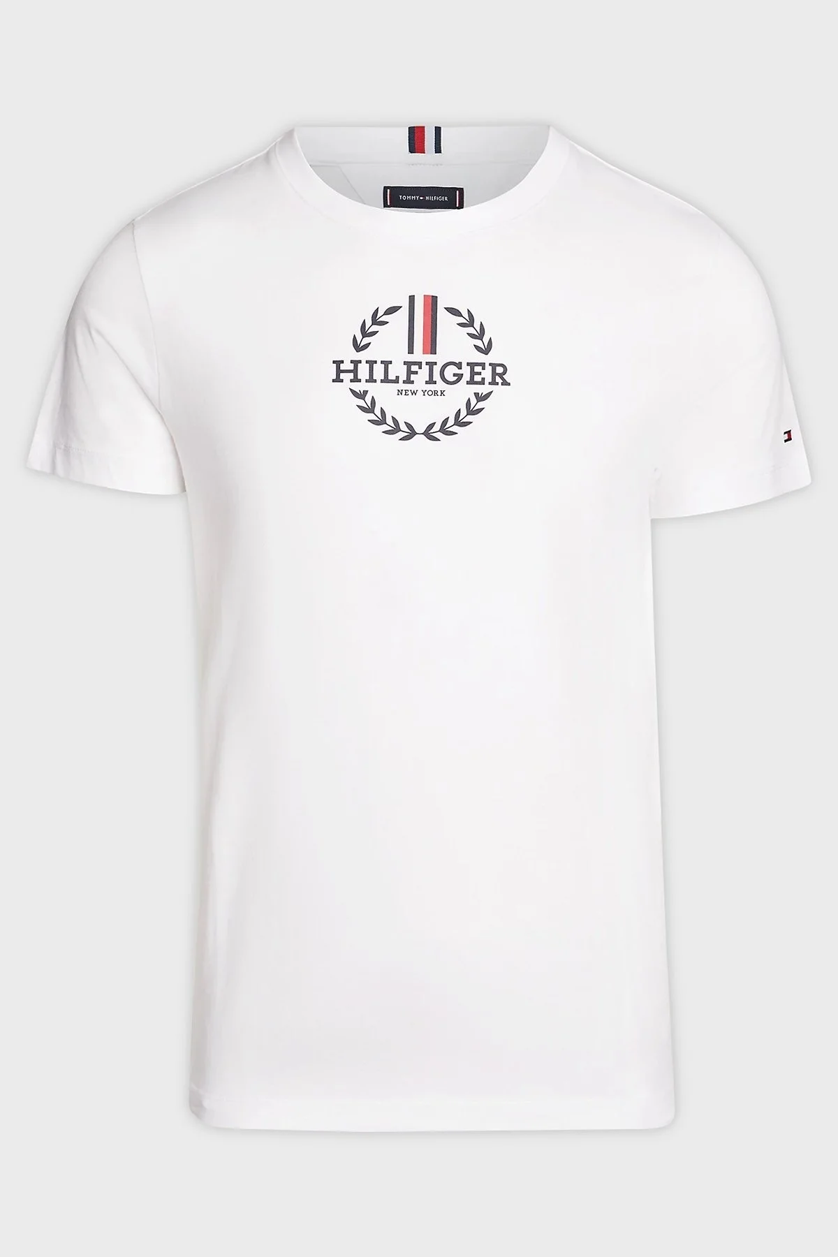 Tommy Hilfiger Pamuklu Slim Fit Erkek T Shirt MW0MW34388 YBR BEYAZ - 5