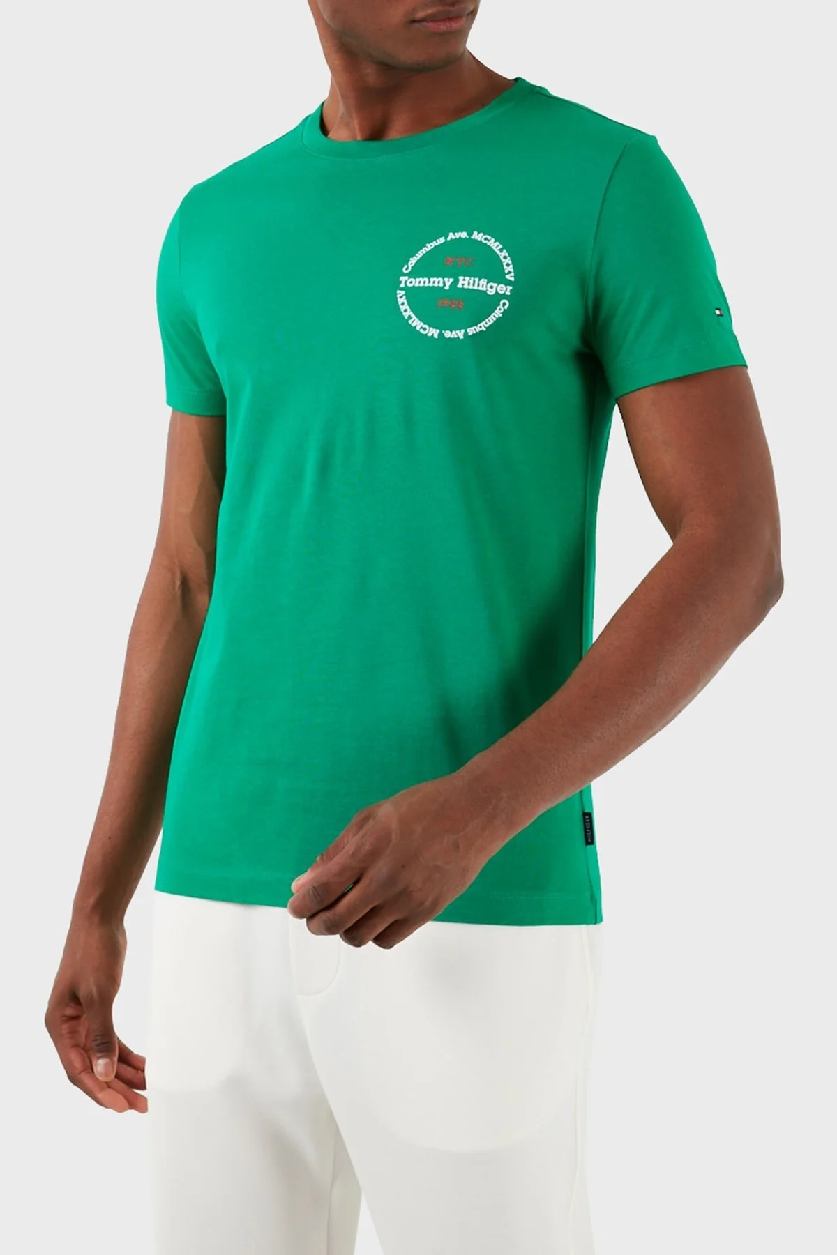 Tommy Hilfiger Pamuklu Slim Fit Erkek T Shirt MW0MW34390 L4B YEŞİL - 6